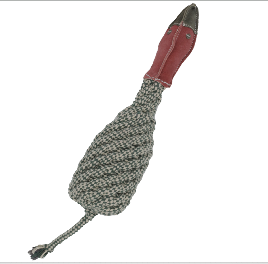 Pheasant Dog Rope Toy – Tug & Throw Crinkle Toy with Squeaker | Durable, Eco-Friendly | Small to XL w/ Handle