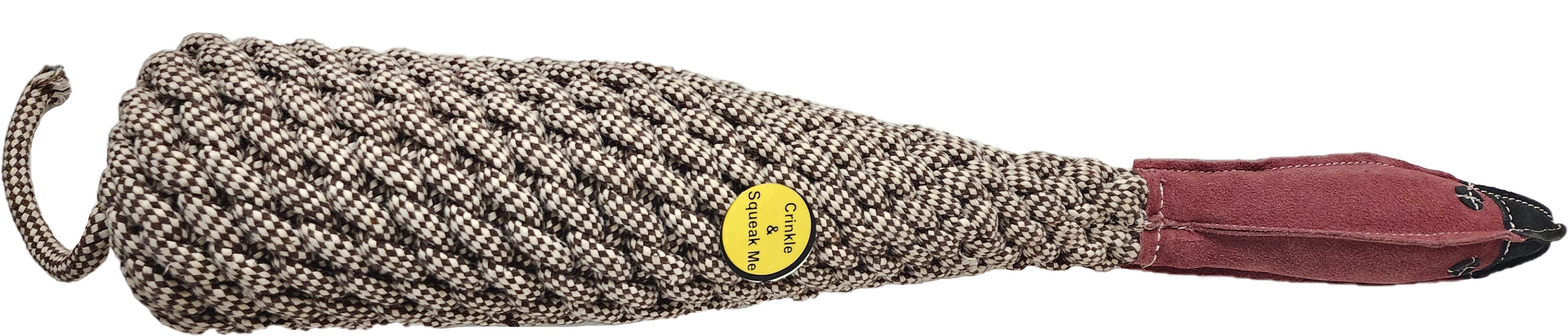Pheasant Dog Rope Toy – Tug & Throw Crinkle Toy with Squeaker | Durable, Eco-Friendly | Small to XL w/ Handle