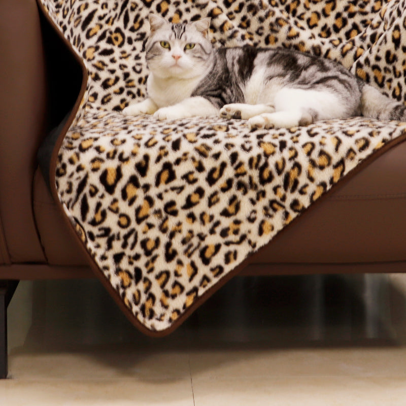 Waterproof leopard print soft throw blanket
