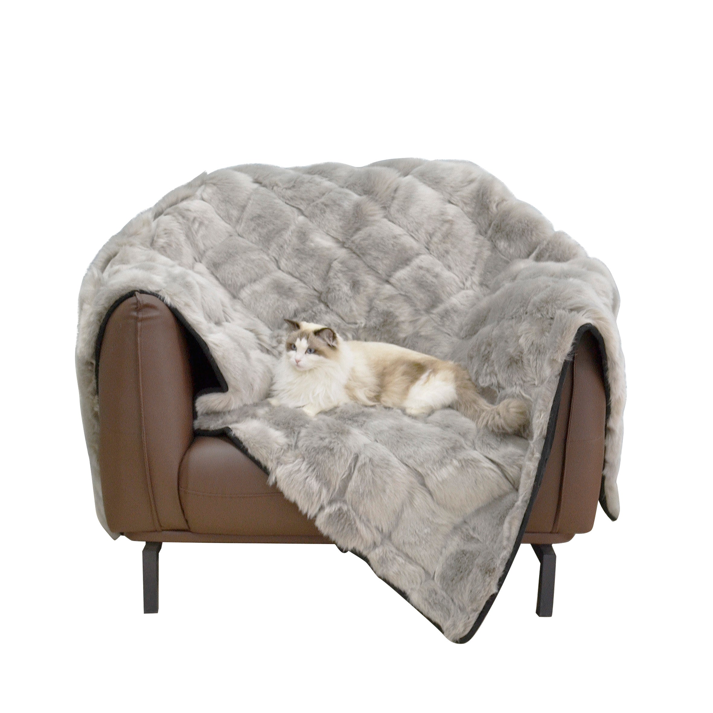 Cube faux fur warm throw blanket