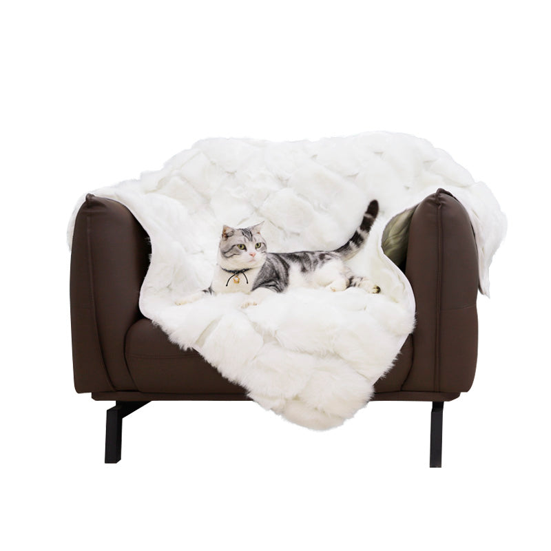 Cube faux fur warm throw blanket