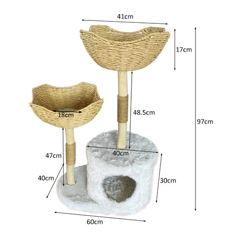 38 inch small rattan cat tree