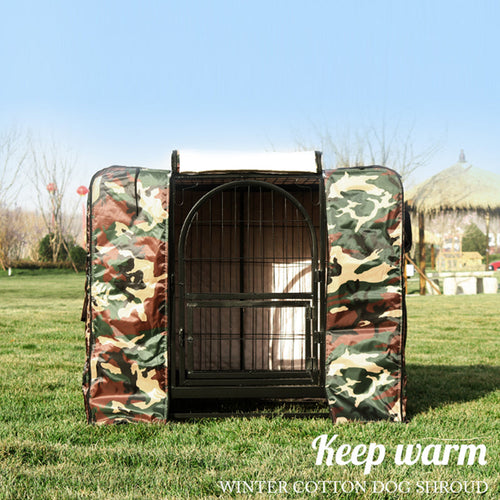 Camouflage warm dog crate cover