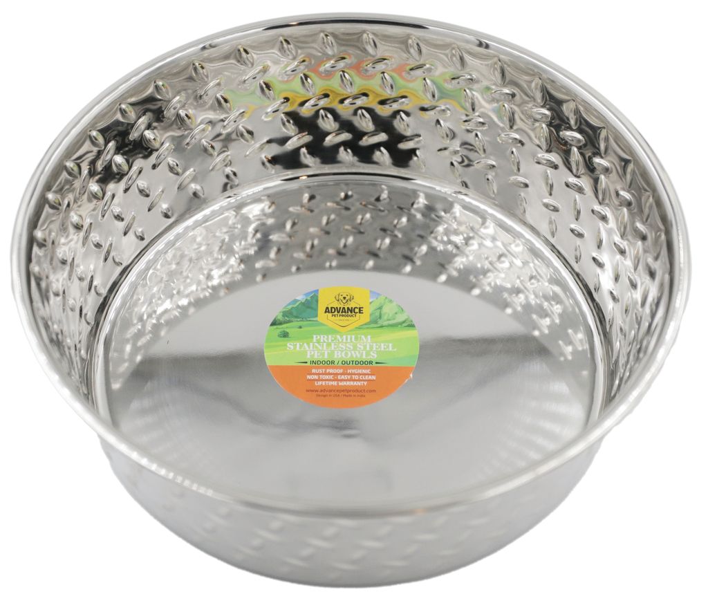 Diamond Stainless Steel Dog Bowl – Durable, Rustproof Pet Dish in Stylish Colors – For All Breeds & Sizes