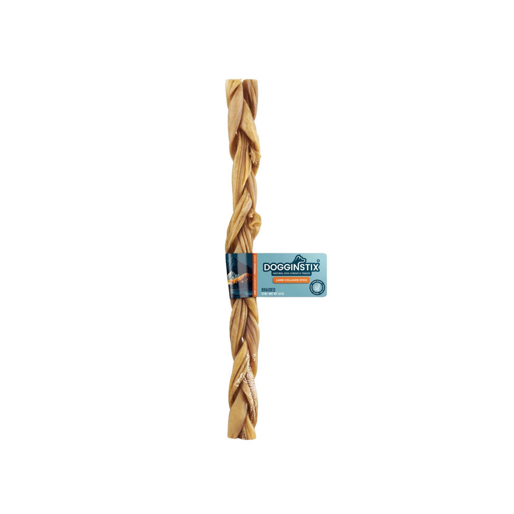 Dogginstix Braided Lamb Collagen 12" Stick
