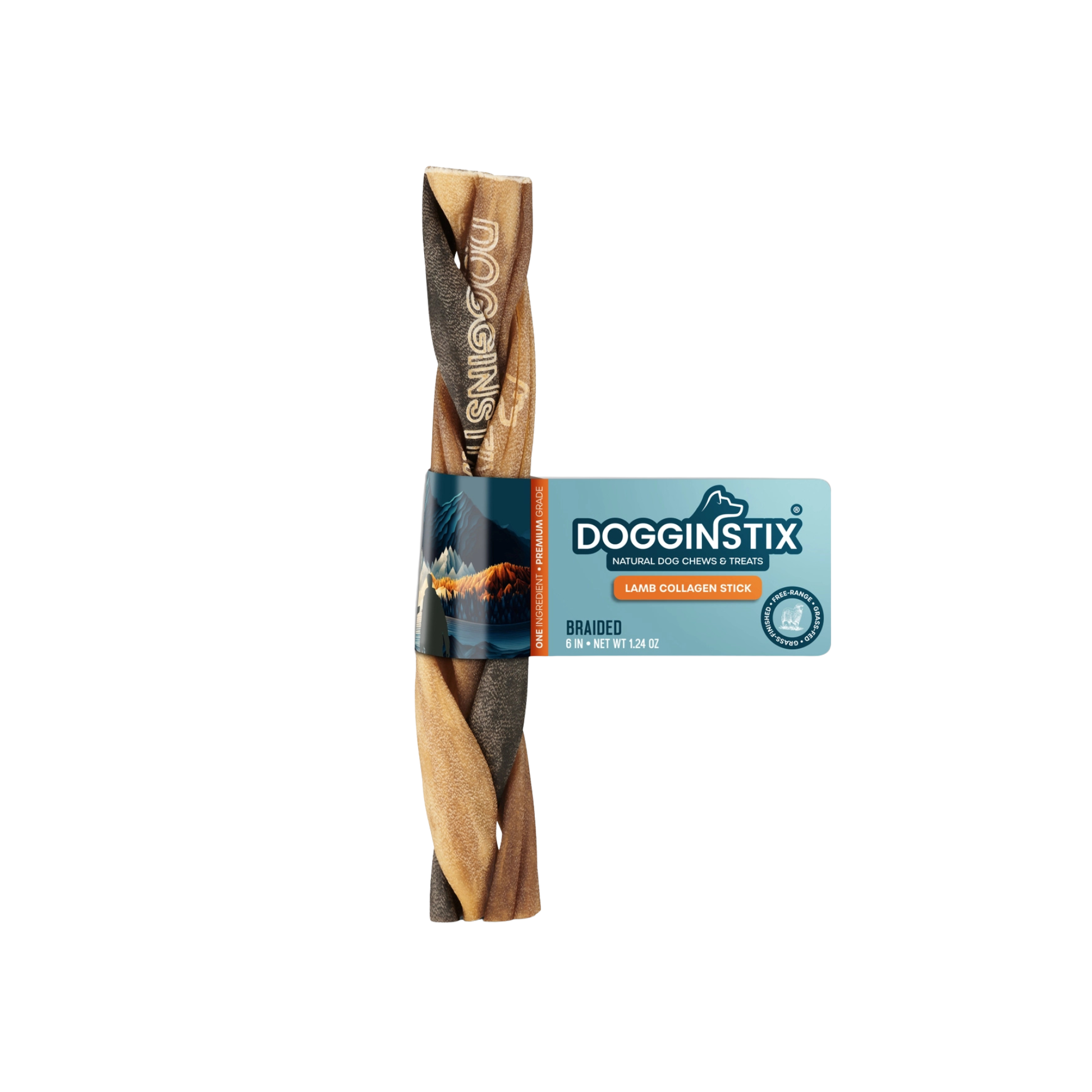 Dogginstix Braided Lamb Collagen 6" Stick