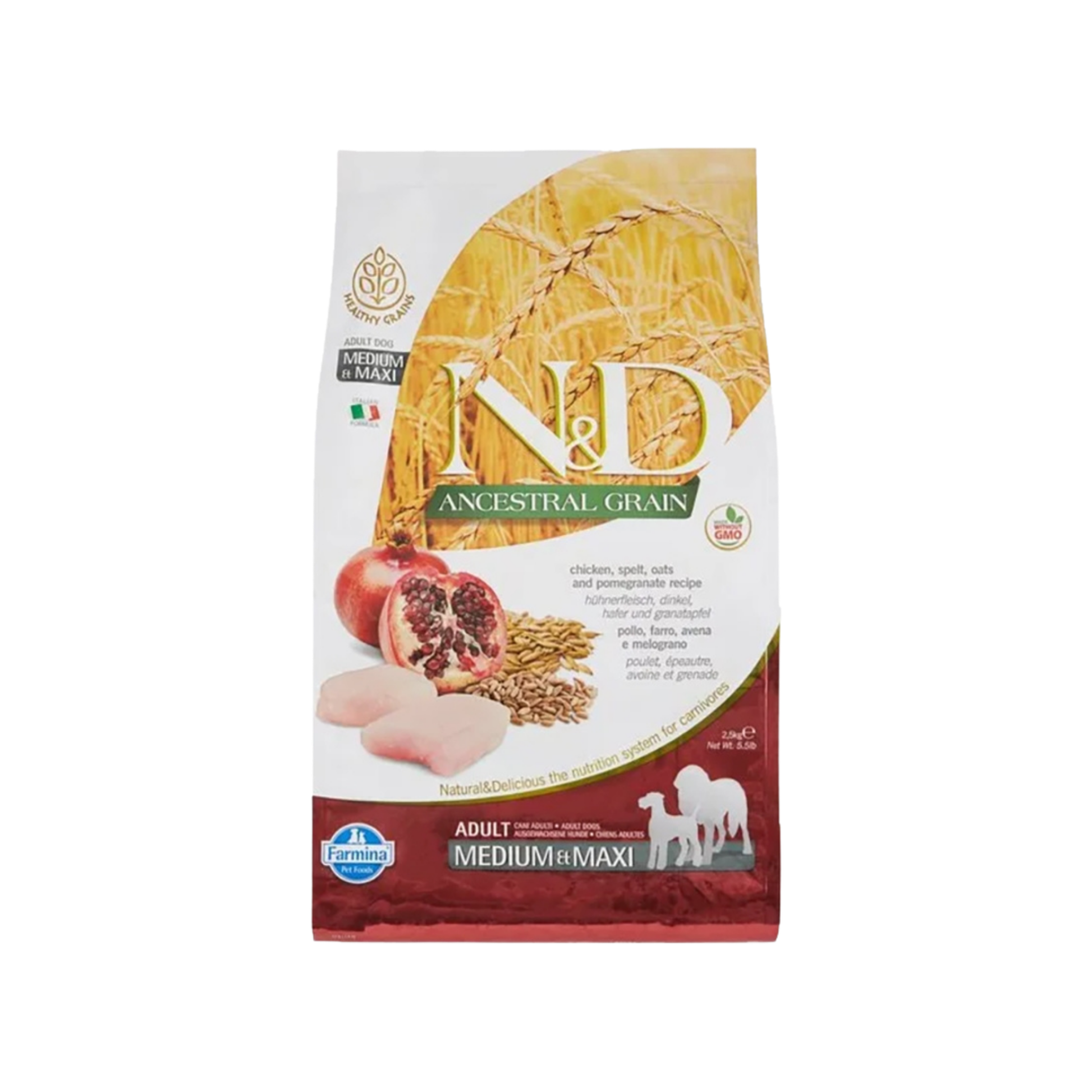 Farmina Dog N&D Ancestral Grain Medium & Maxi Dog Chicken & Pomegranate Recipe