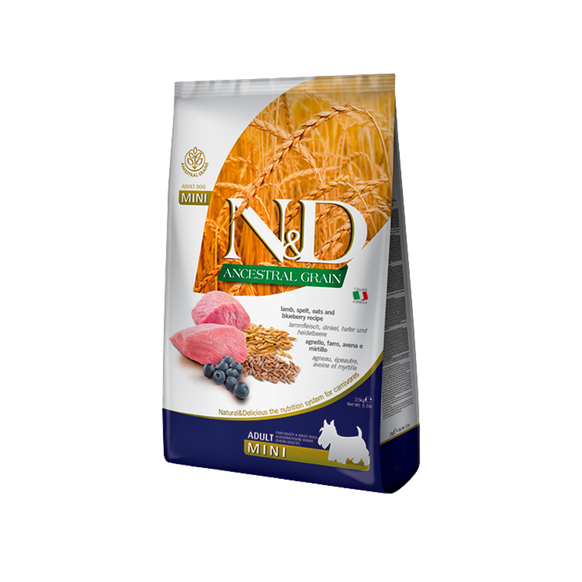 Farmina N&D Lamb & Blueberry Ancestral Grains Adult Mini Dry Dog Food