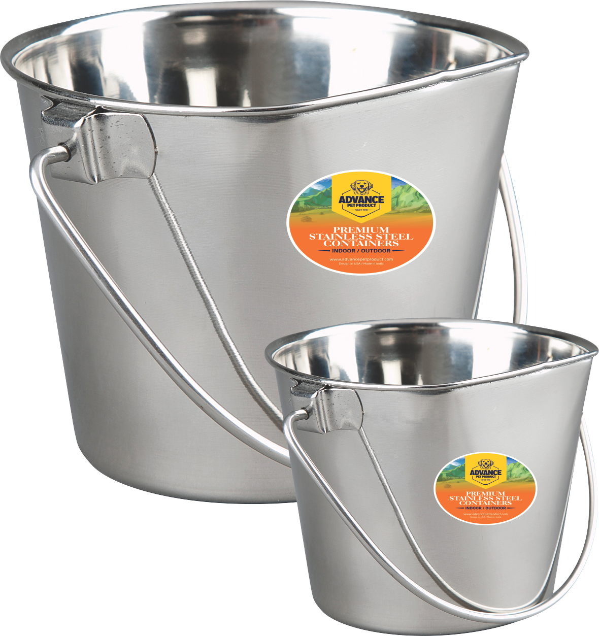 Flat Stainless Steel Bucket – Seamless, Hygienic, Easy-Clean – 1 to 13 Quart – Durable & Rust-Resistant