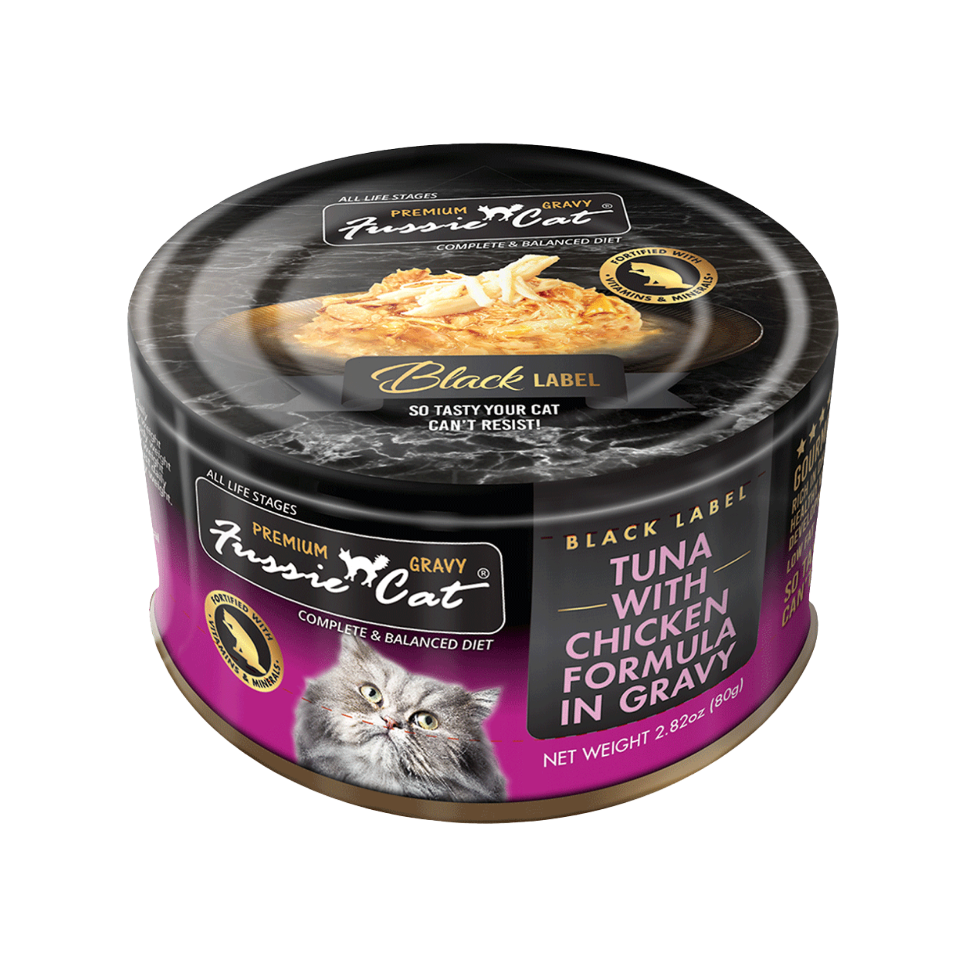 Fussie Cat Premium Black Label Tuna With Chicken Formula in Gravy Recipe