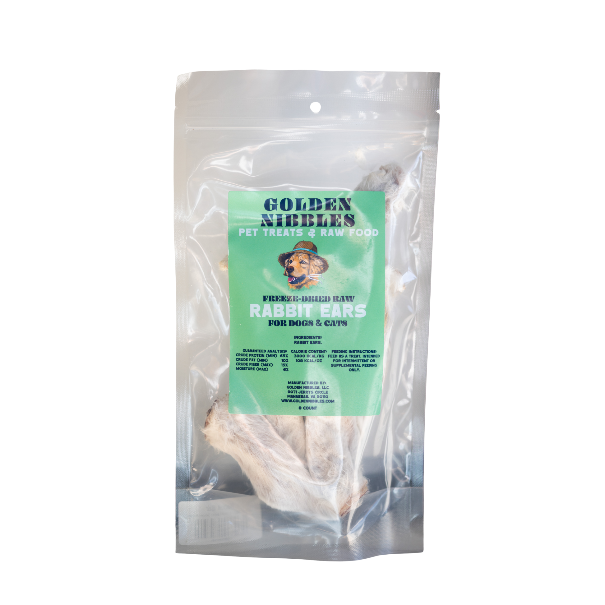 Golden Nibbles Freeze-Dried Raw Rabbit Ears