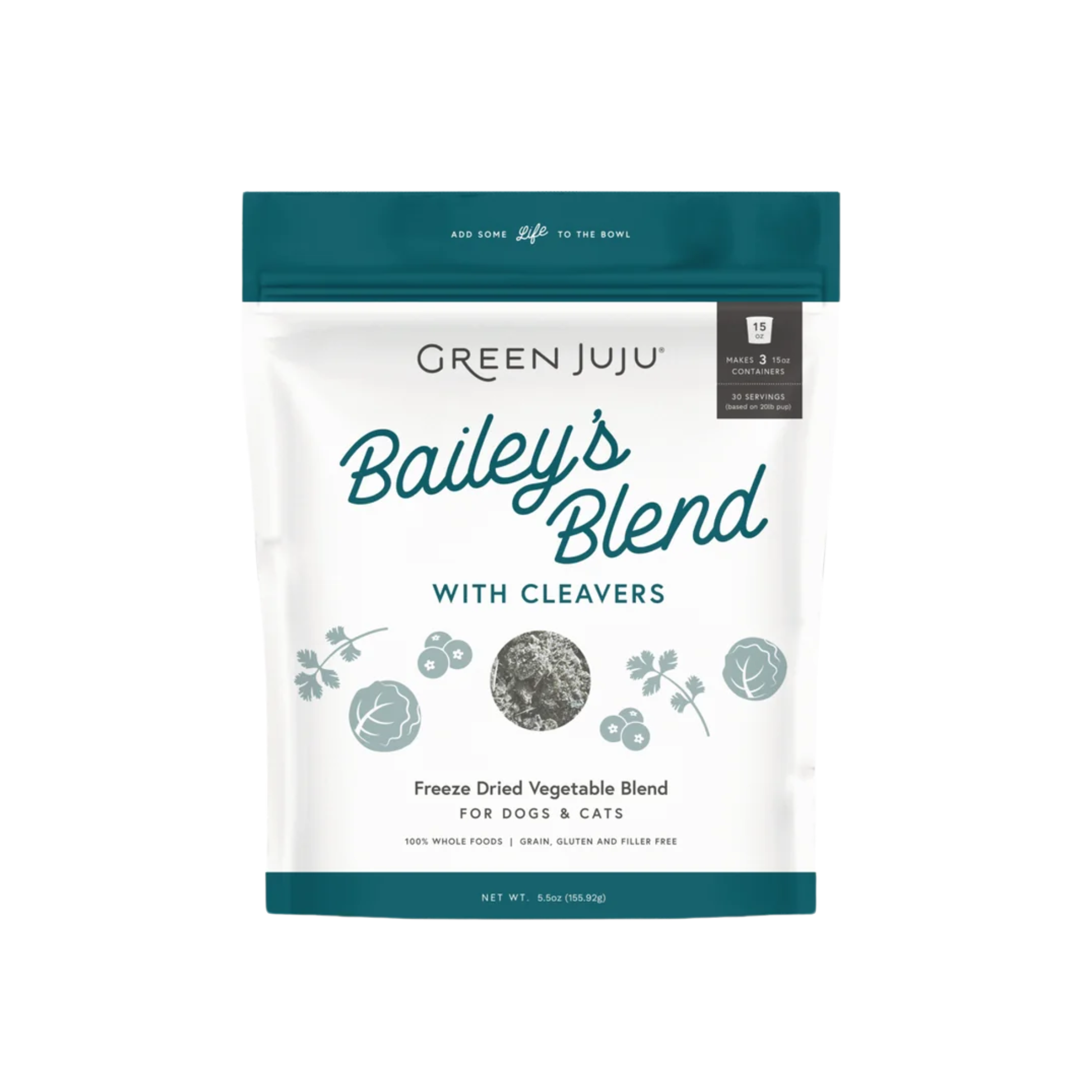 Green Juju Freeze-Dried Bailey's Blend with Cleavers for Dogs & Cats
