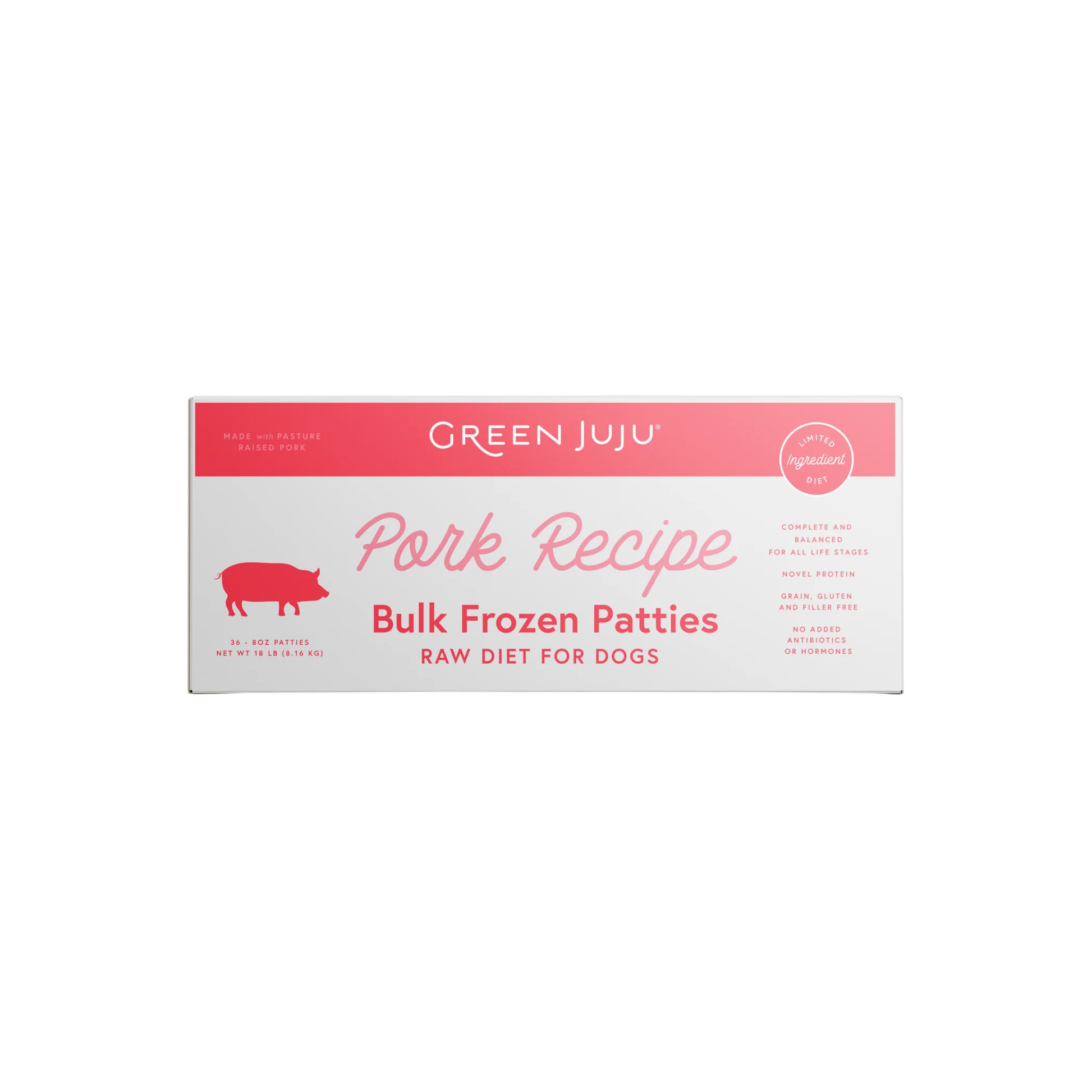 Green Juju Pork Recipe Frozen Patties & Sliders Raw Dog Food