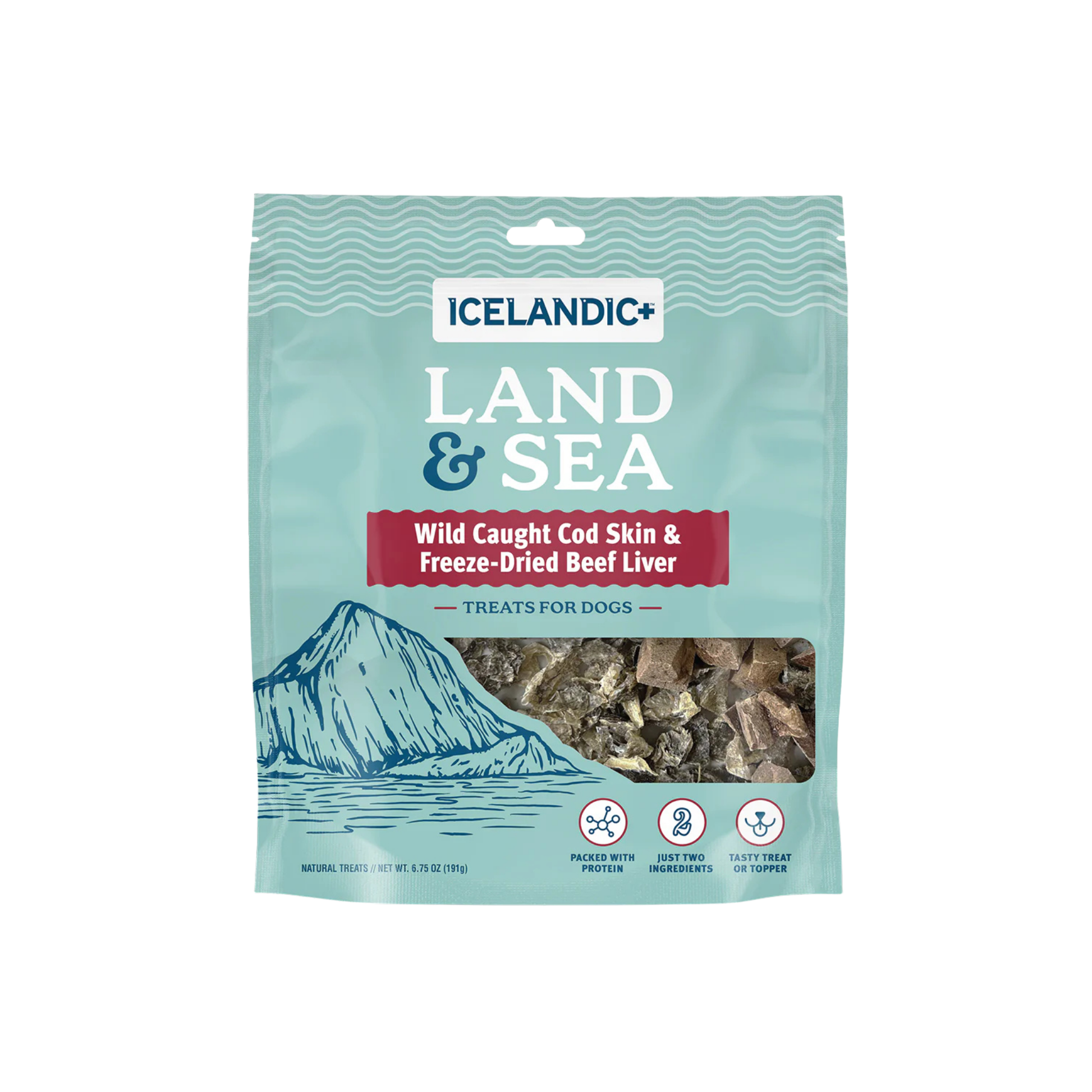 Icelandic+ Land & Sea Cod Skin & Freeze-Dried Beef Liver Treats for Dogs