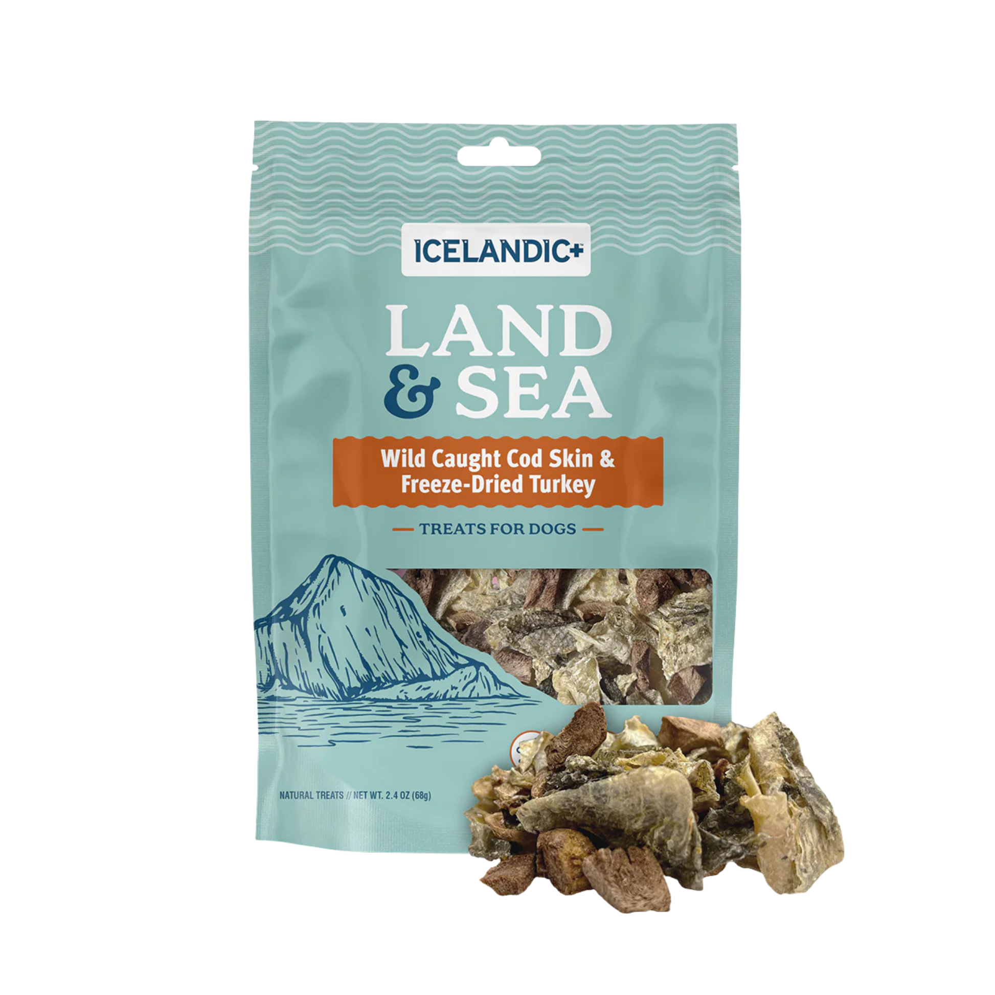 Icelandic+ Land & Sea Cod Skin & Freeze-Dried Turkey Treats for Dogs
