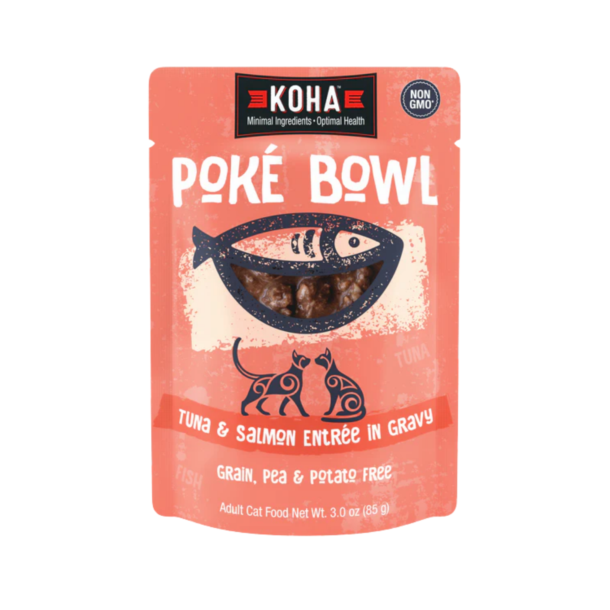 Koha Poké Bowl Tuna & Salmon Entrée In Gravy For Cats