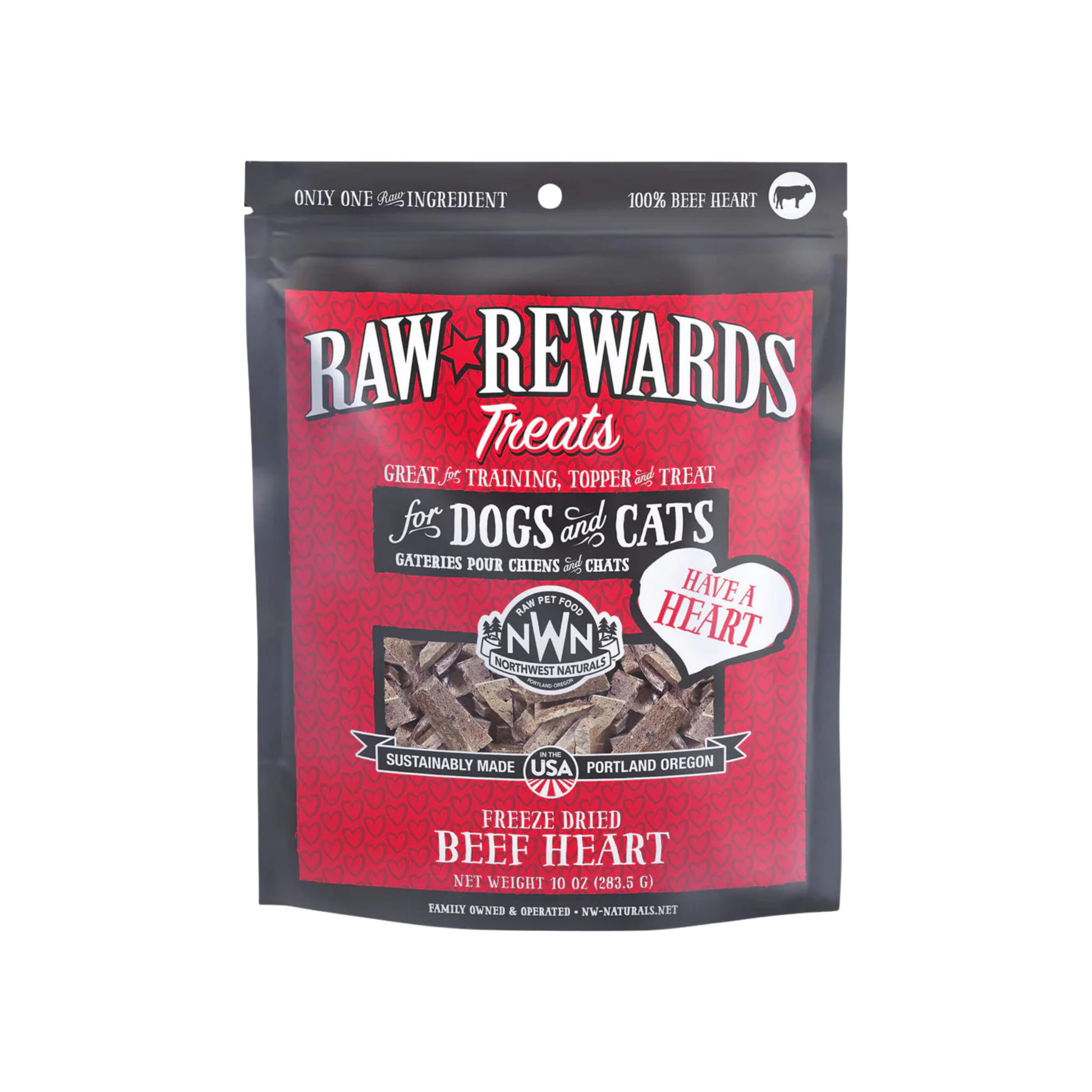 Northwest Naturals Raw Rewards Freeze-Dried Beef Heart for Dogs & Cats