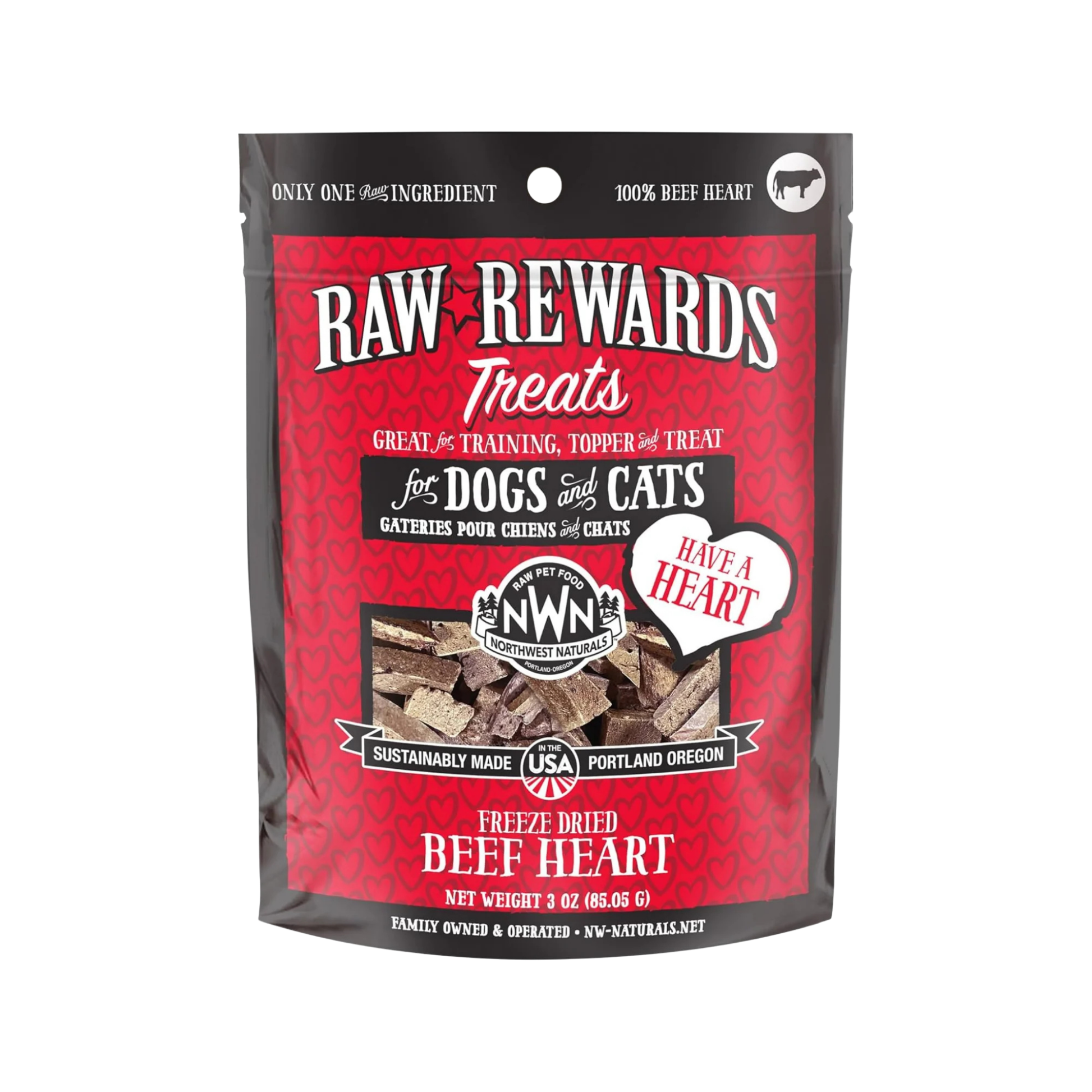 Northwest Naturals Raw Rewards Freeze-Dried Beef Heart for Dogs & Cats