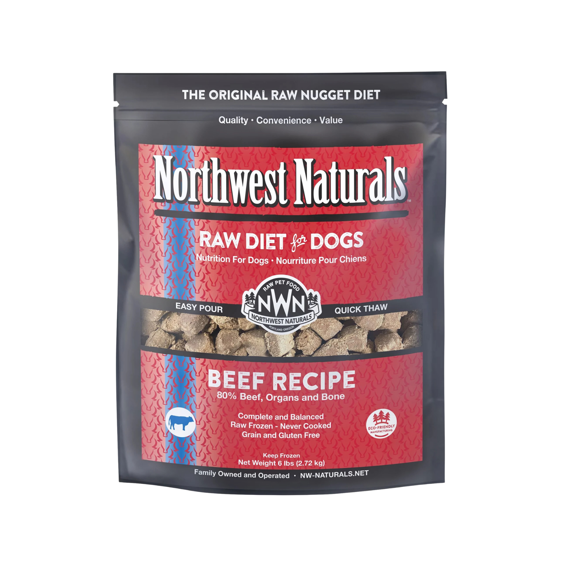 Northwest Naturals Raw Beef Recipe Frozen Nuggets for Dogs