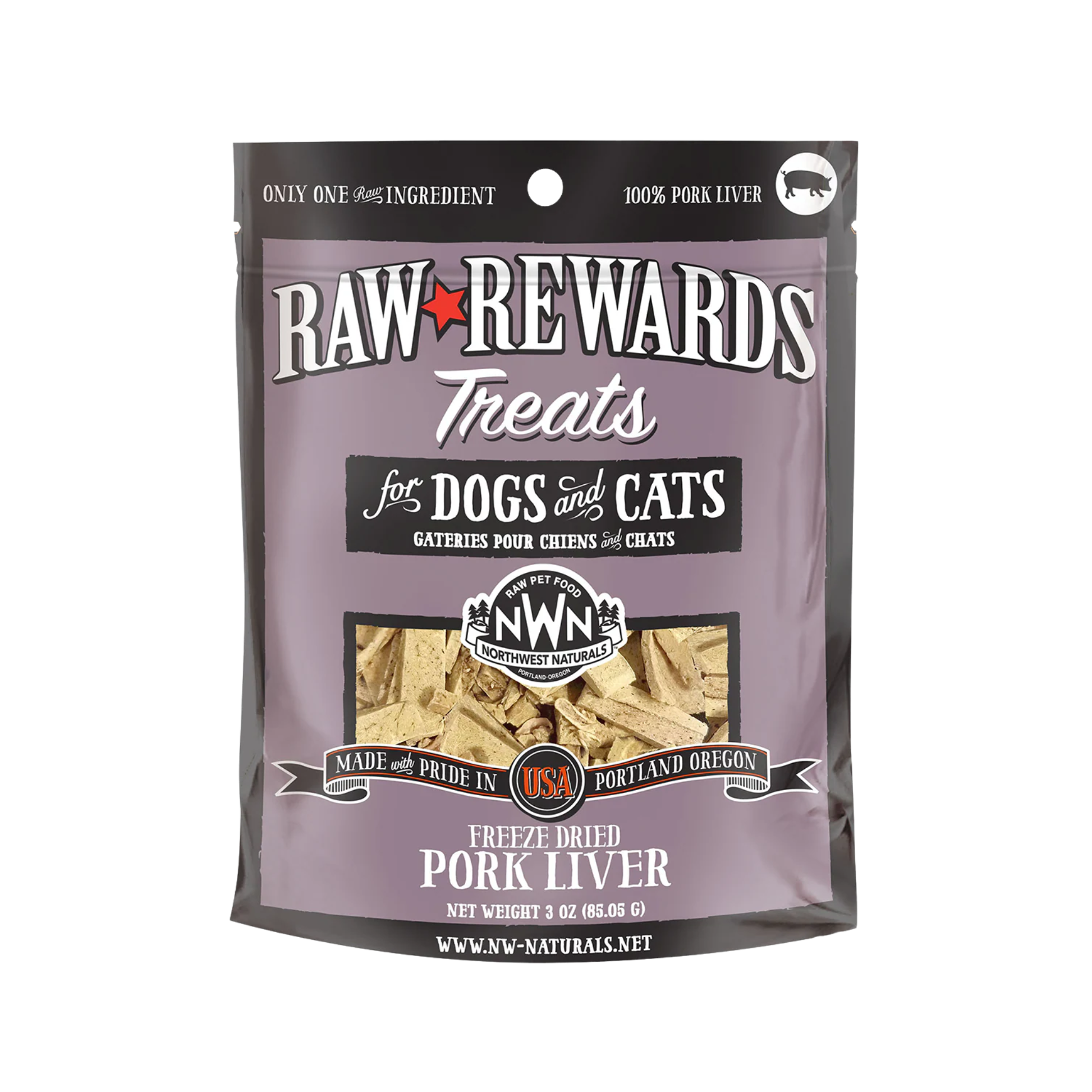Northwest Naturals Raw Rewards Freeze-Dried Pork Liver for Dogs & Cats