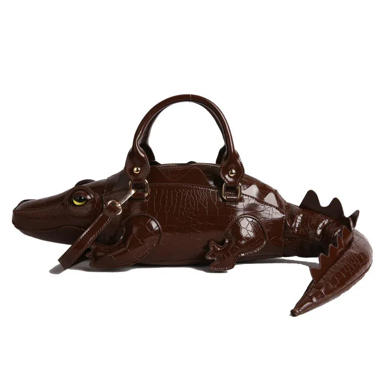 Women's Creative Funny Crocodile Shaped Leather Handbag