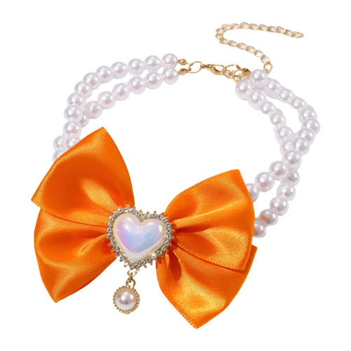 Cute Heart Shape Princess Style Pet Dog Cat Pearl Necklace