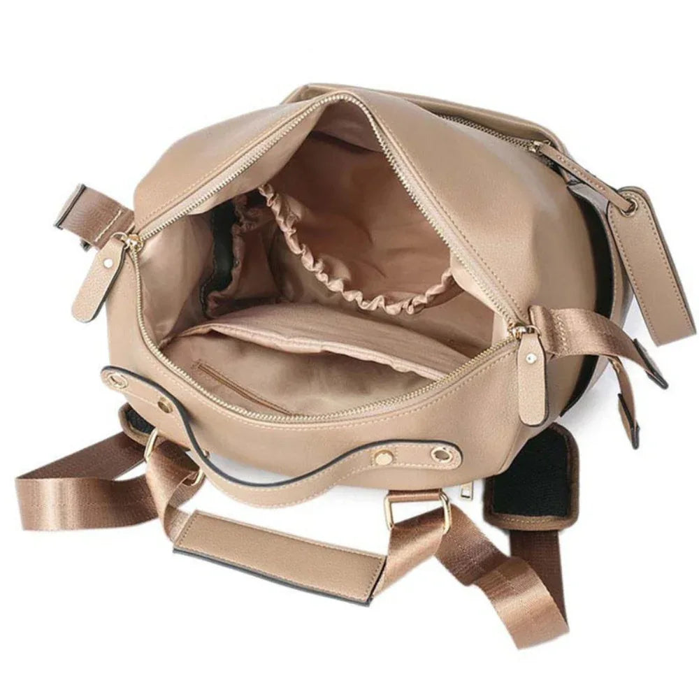 Mummy PU Leather Waterproof Diaper Bag Large Capacity Backpack