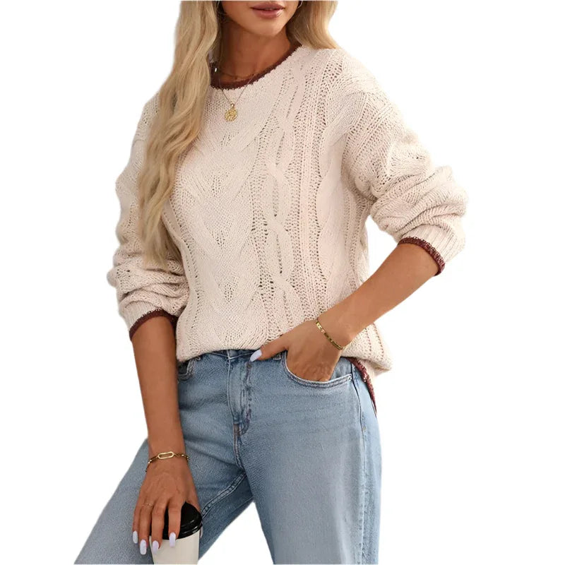 Women's Fashion Round Neck Multicolor Top