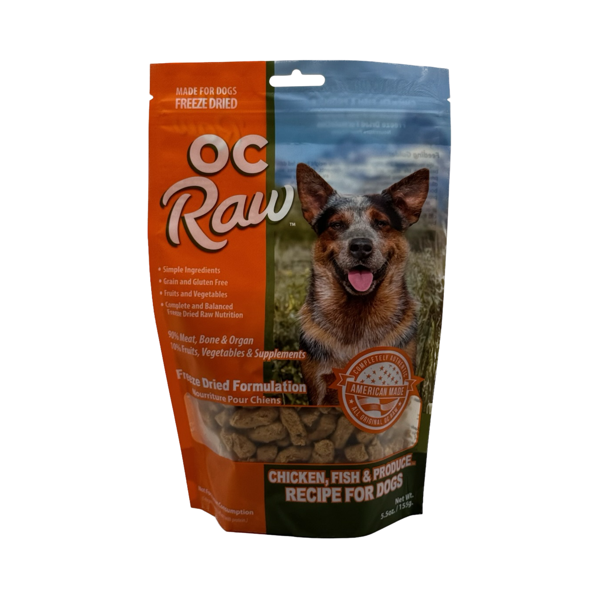OC Raw Freeze-Dried Chicken, Fish, & Produce
