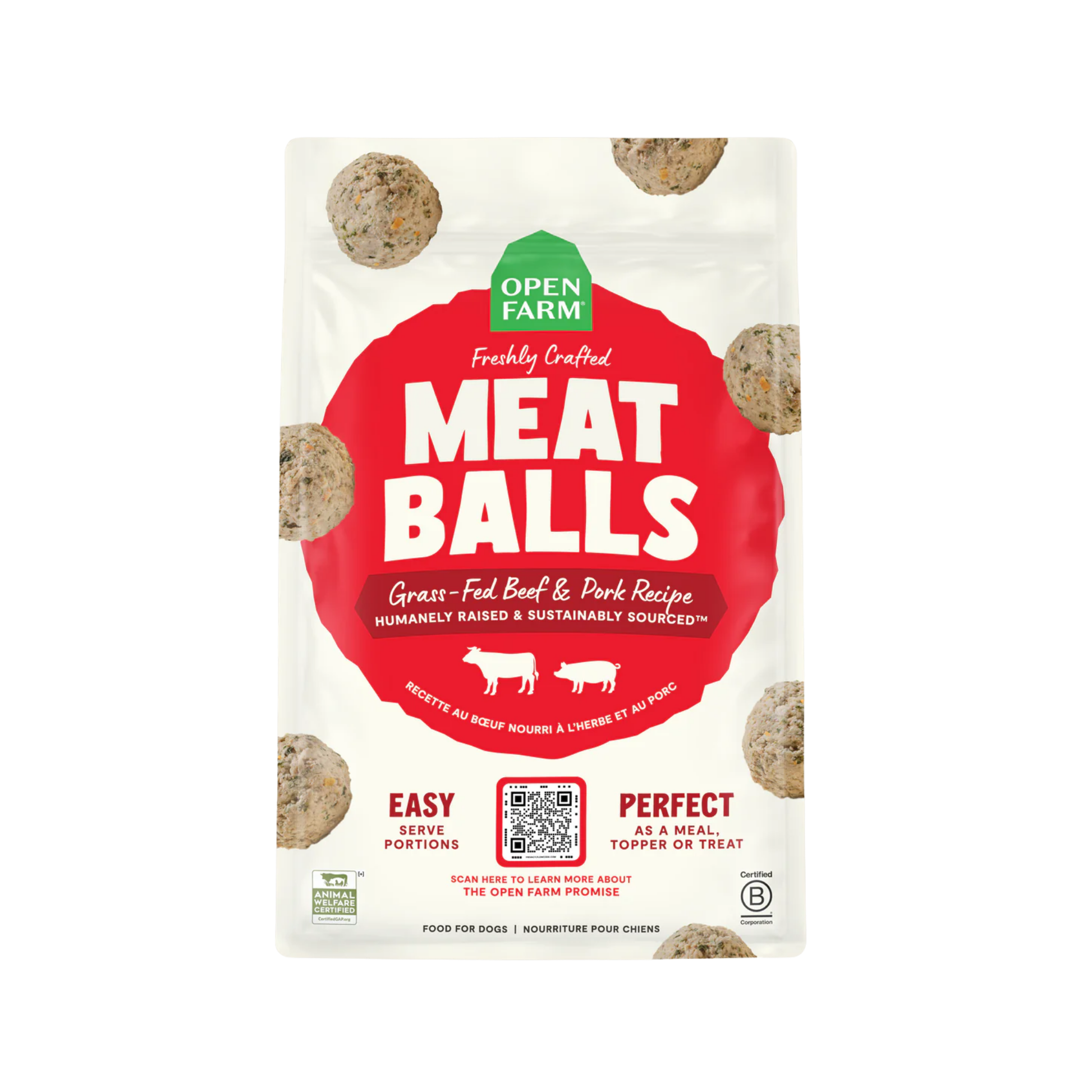 Open Farm Grass‑Fed Beef & Pork Freshly Crafted Meatballs for Dog