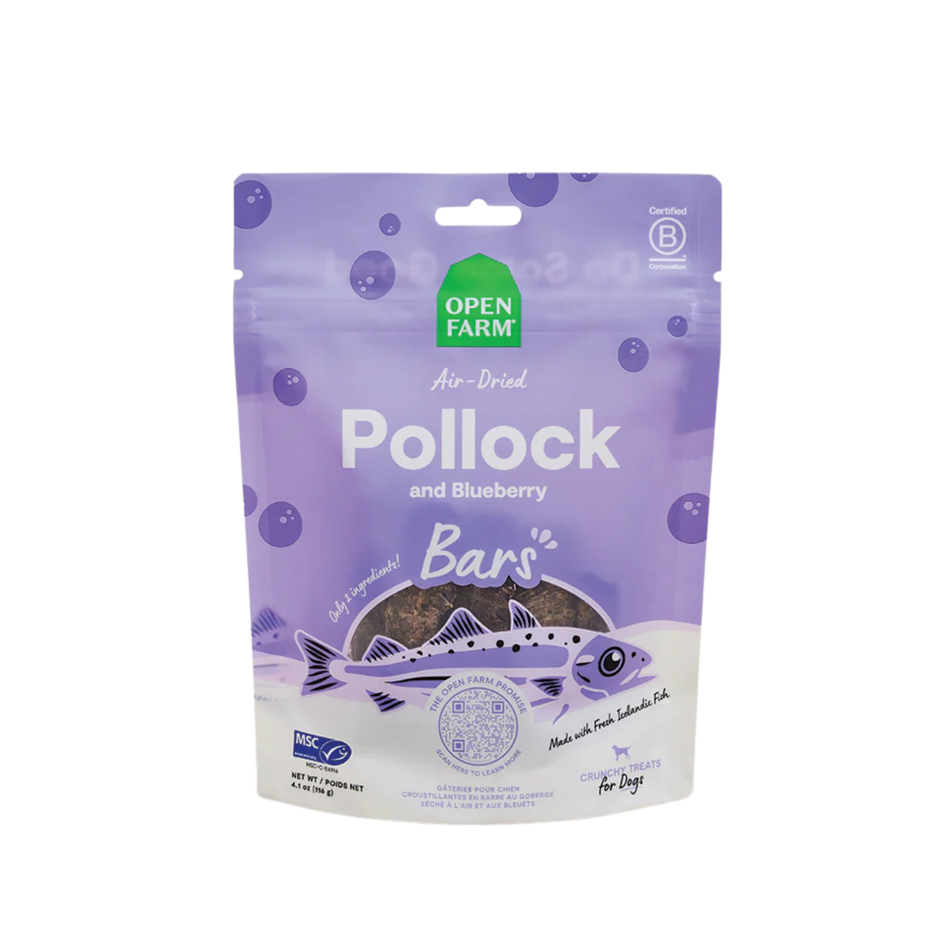 Open Farm Icelandic Air-Dried Pollock & Blueberry Dog Treat Bars