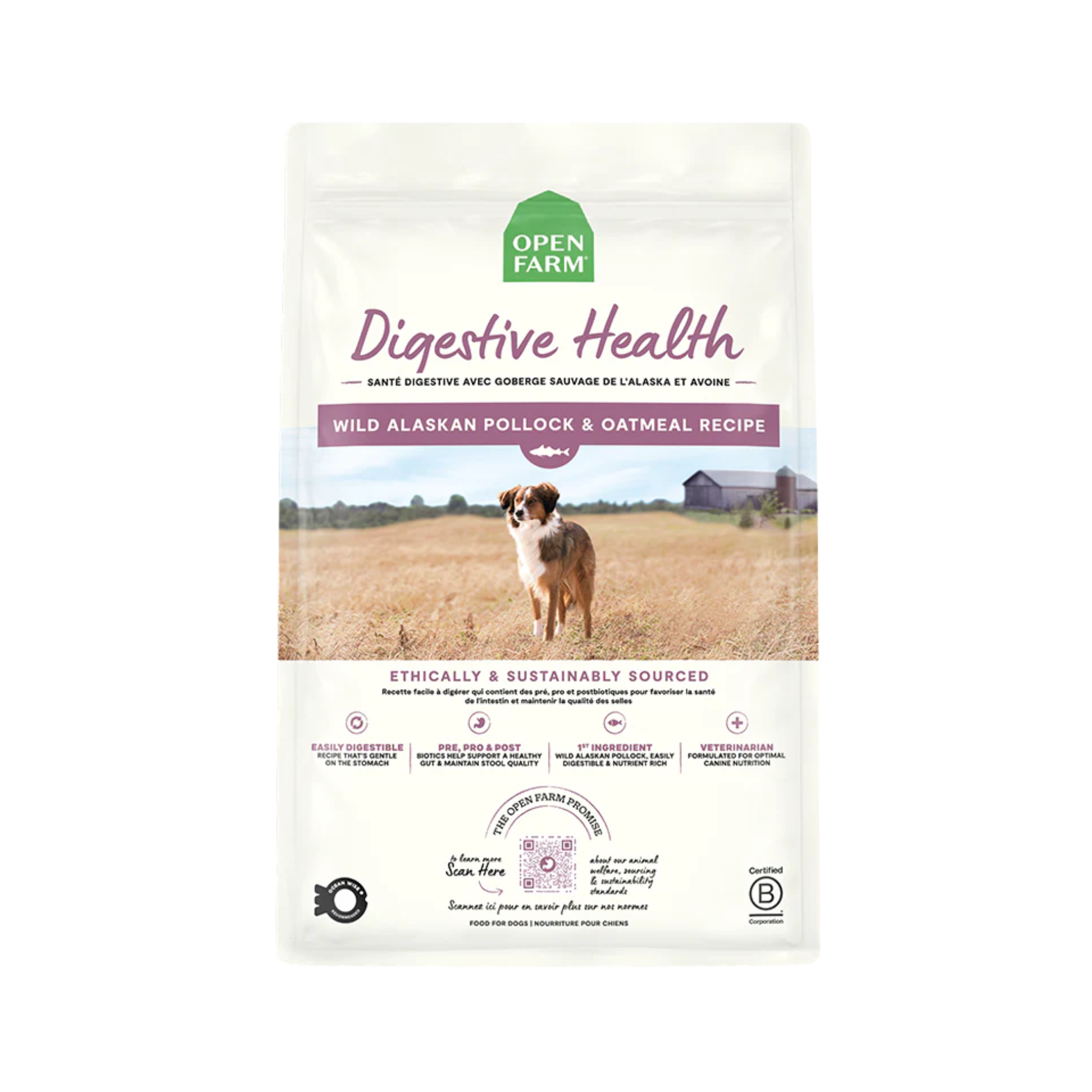 Open Farm Pollock & Oatmeal Digestive Health Dry Dog Food