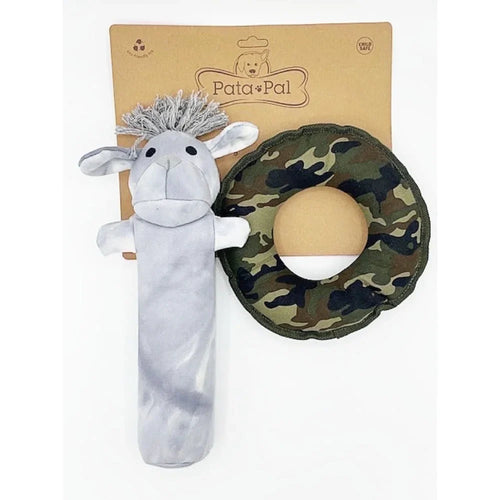Dog Toy Set – Canvas Fetch & Chew Toys Camo Disk & Labby-Do