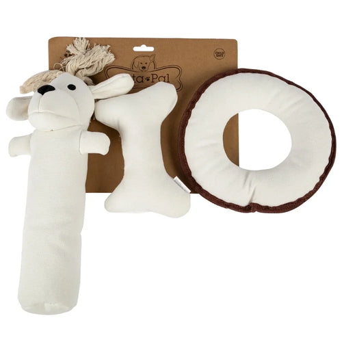 Dog Toy Variety Pack – Squeaky Canvas Set Harry the Hound, T-Bone & Disk
