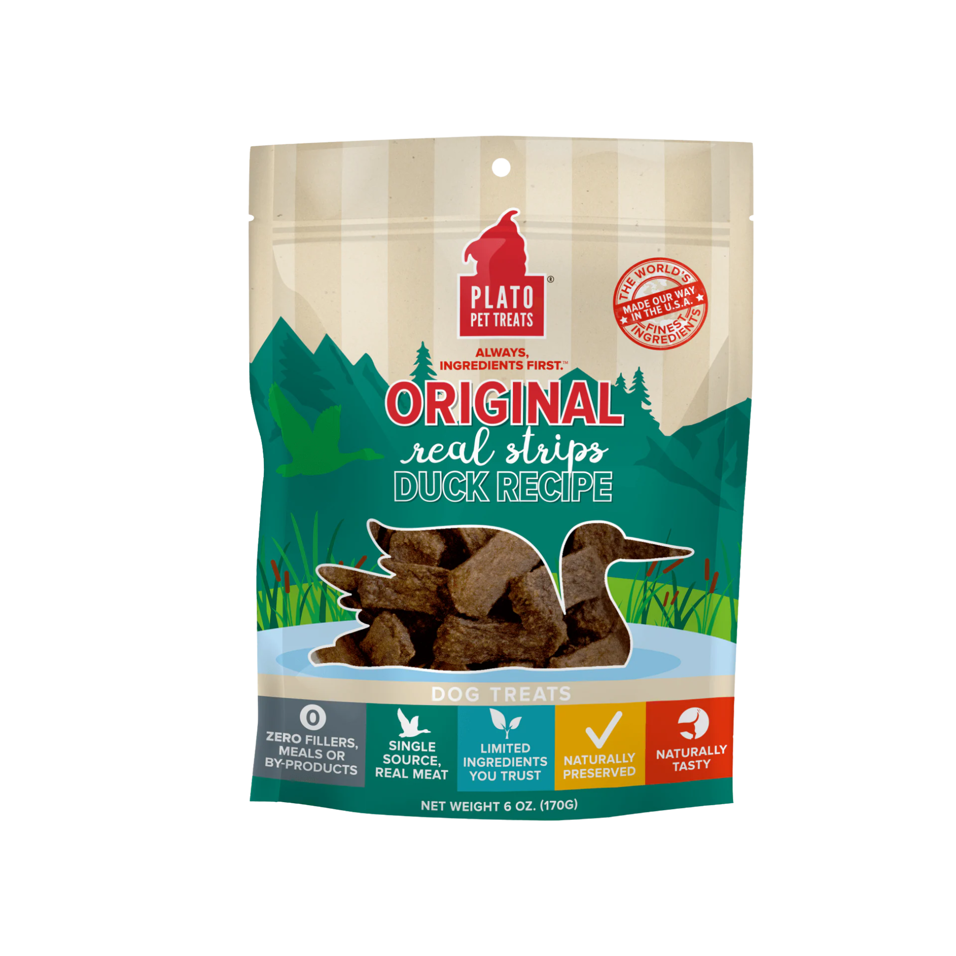 Plato Original Real Strips Duck Dog Treats