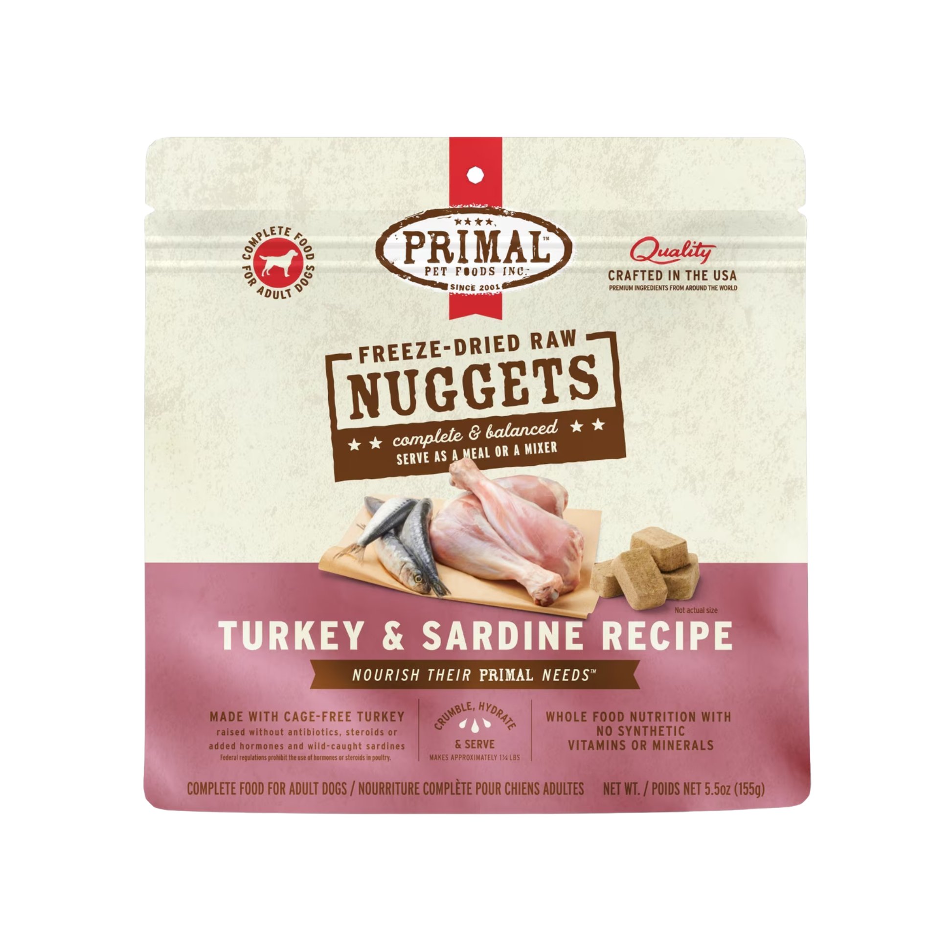 Primal Freeze-Dried Raw Turkey & Sardine Nuggets Dog Food