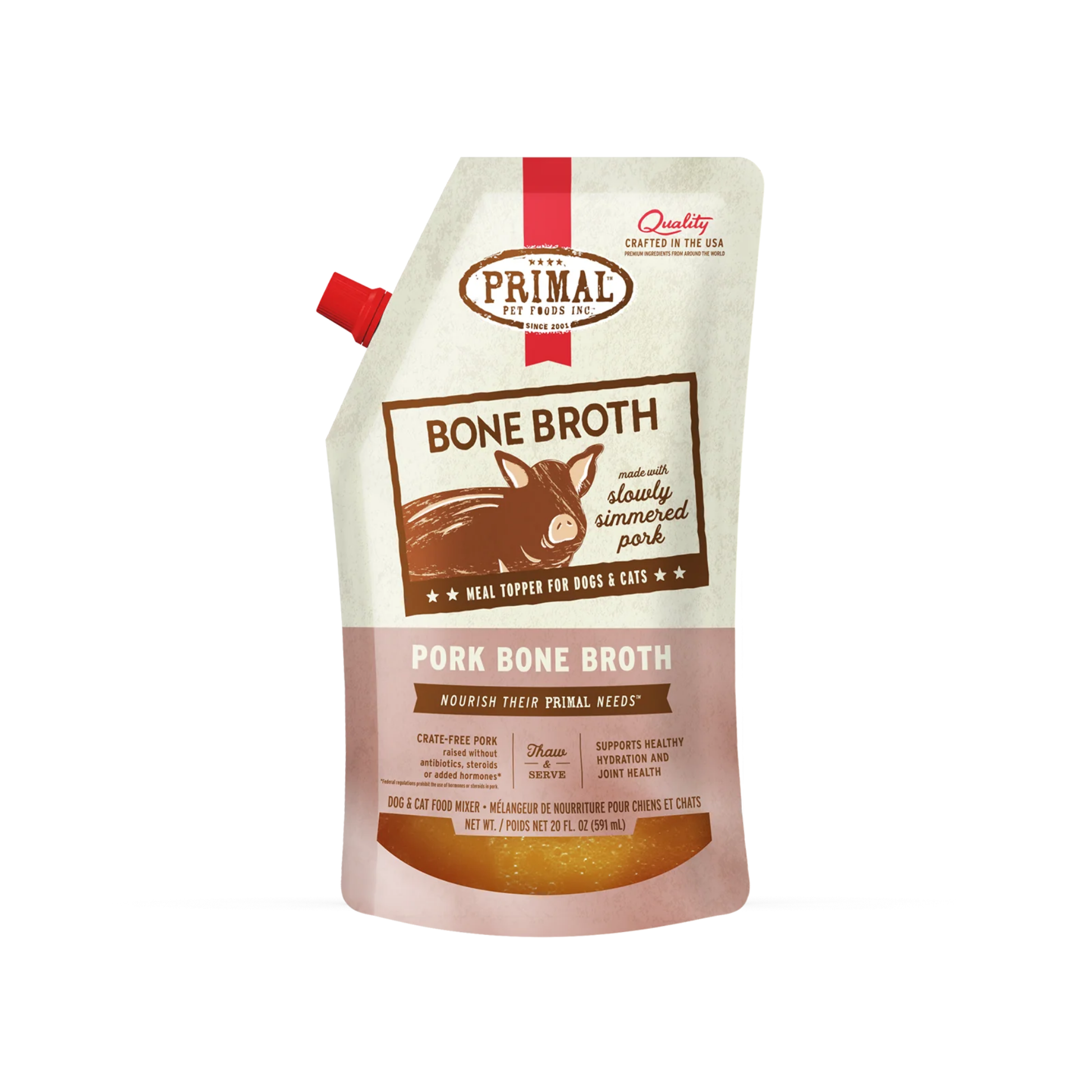 Primal Pork Recipe Frozen Bone Broth for Dogs & Cats