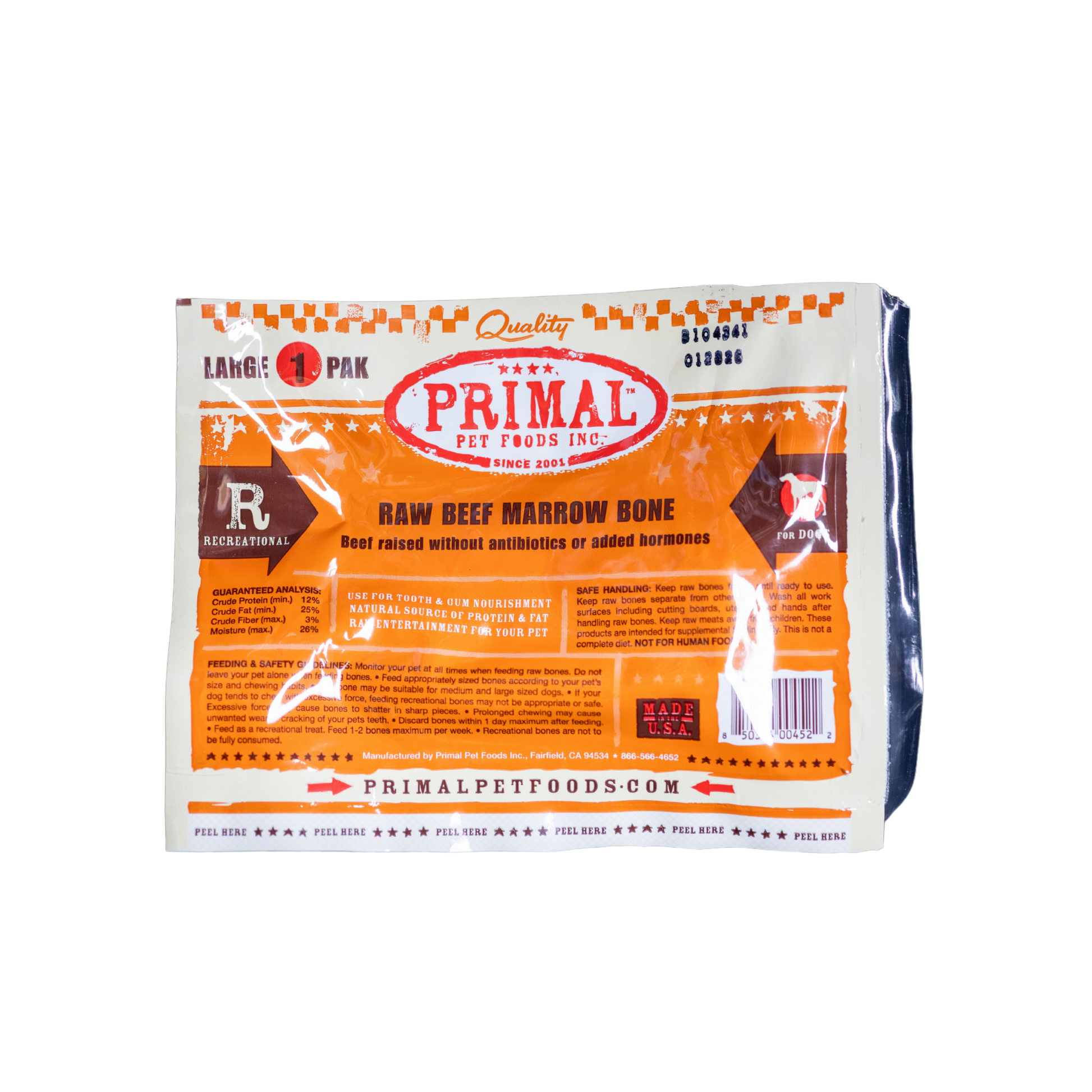 Primal Raw Beef Marrow Bone Large 1 Pak