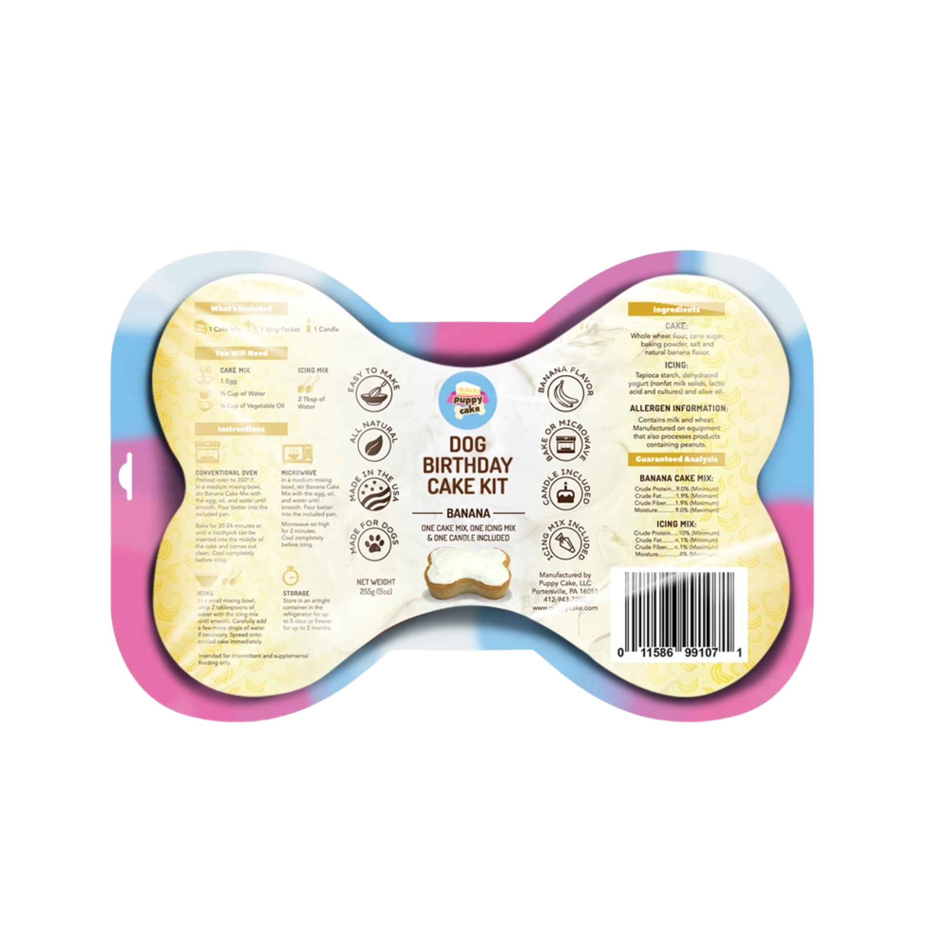 Puppy Cake Banana Dog Birthday Kit