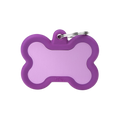Myfamily Hushtag Big Purple Aluminum Bone ID Tag with Rubber