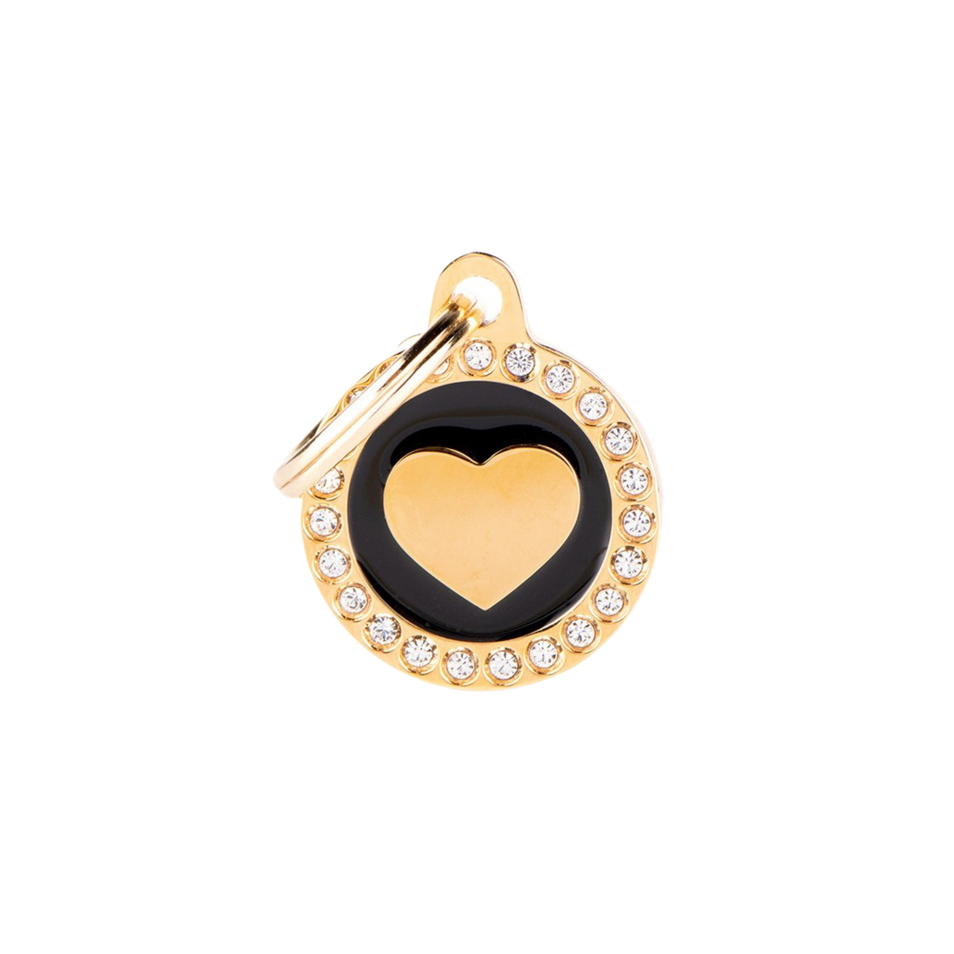 Myfamily Glam Black ID Tag with Gold Rhinestones