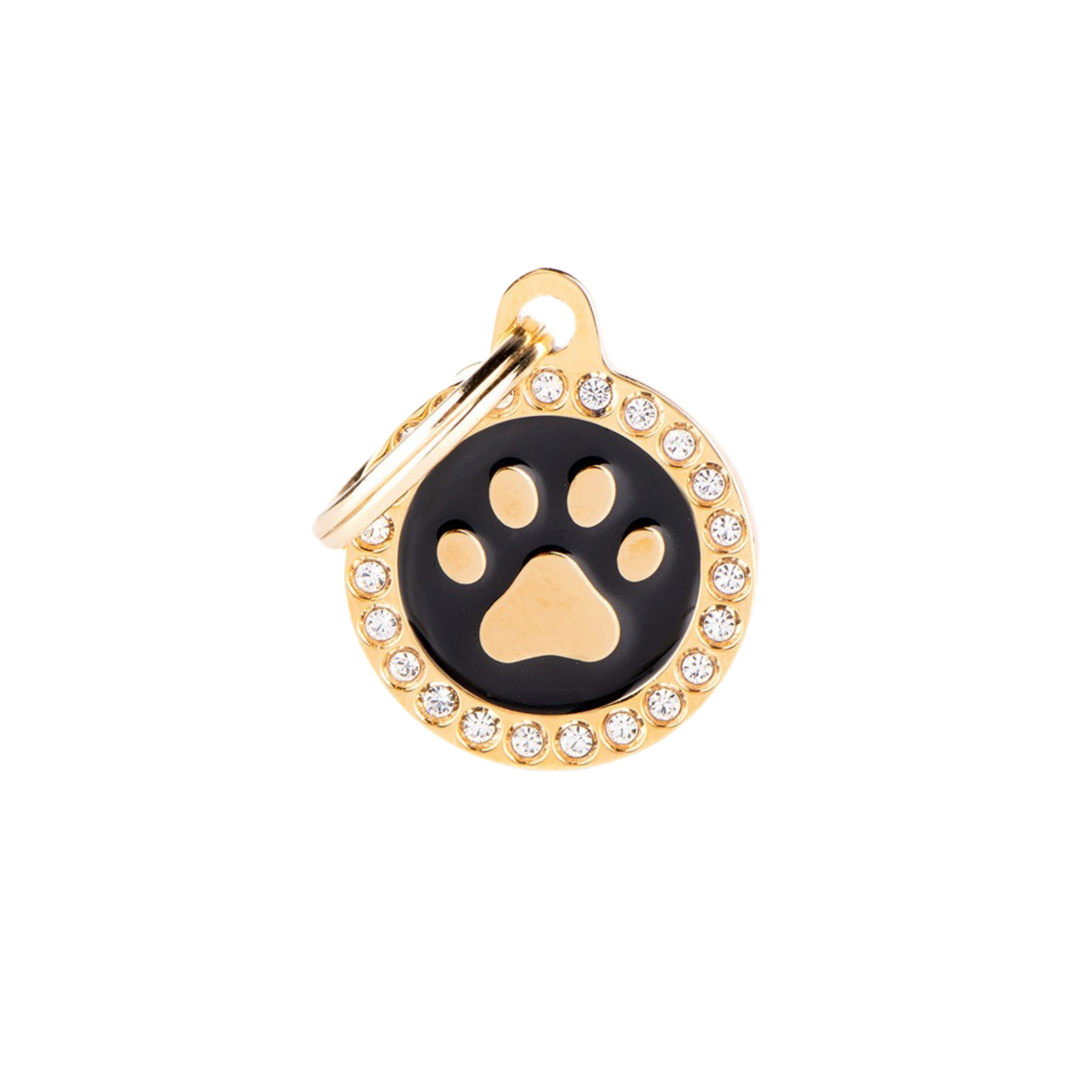 Myfamily Glam Black ID Tag with Gold Rhinestones