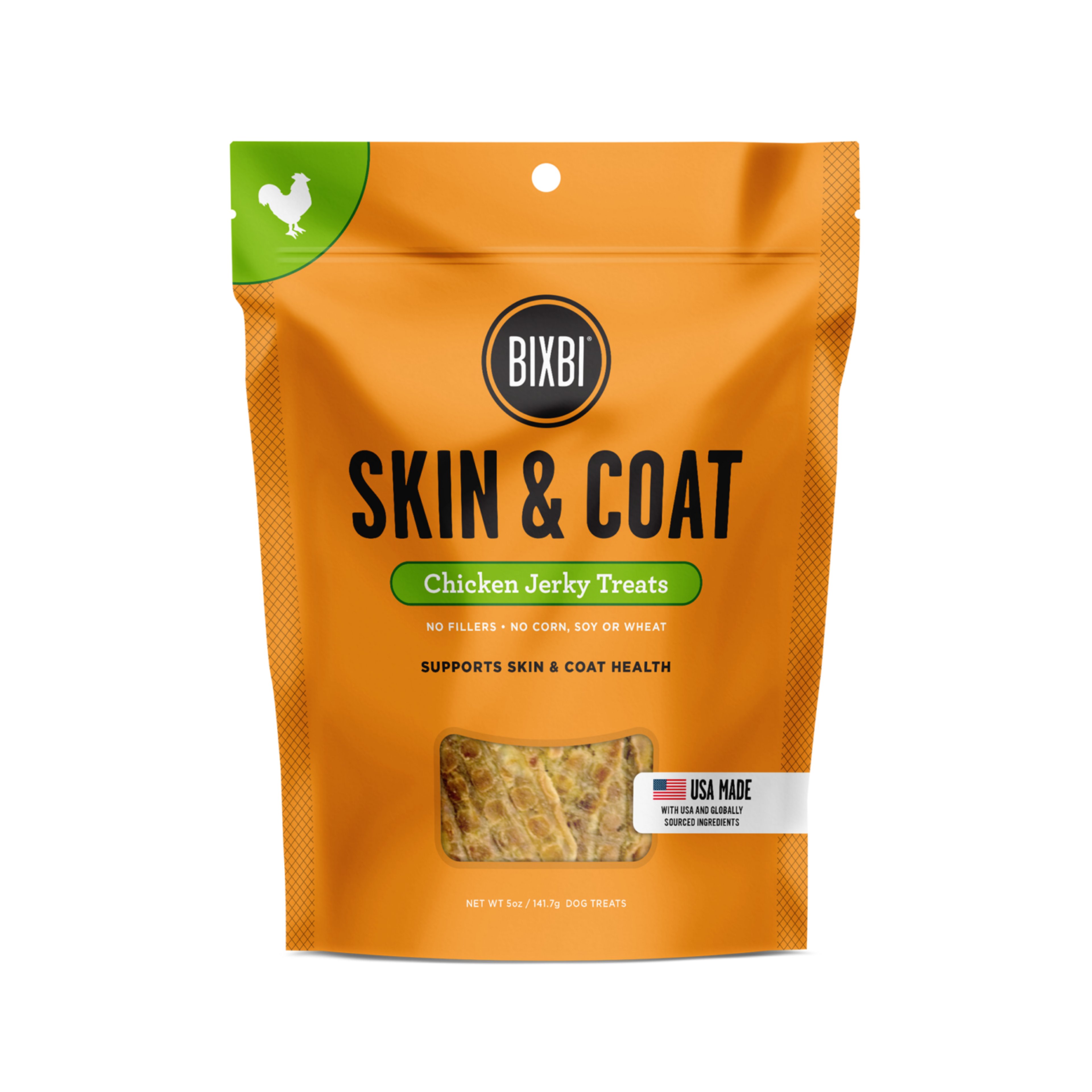 BIXBI Skin & Coat Jerky Treats for Dogs – Chicken Recipe