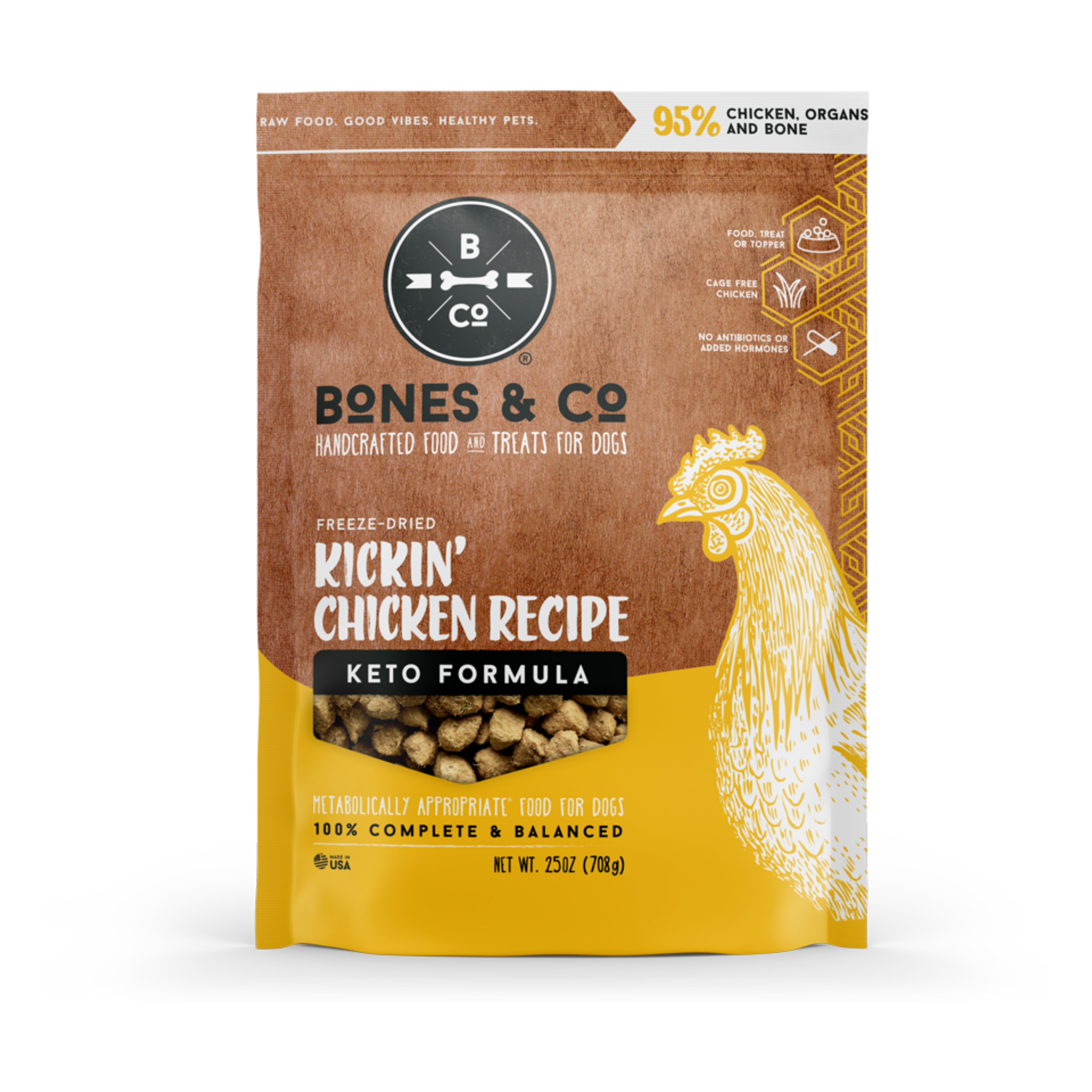 Bones & Co. Freeze Dried Kickin' Chicken Recipe Keto Formula for Dogs