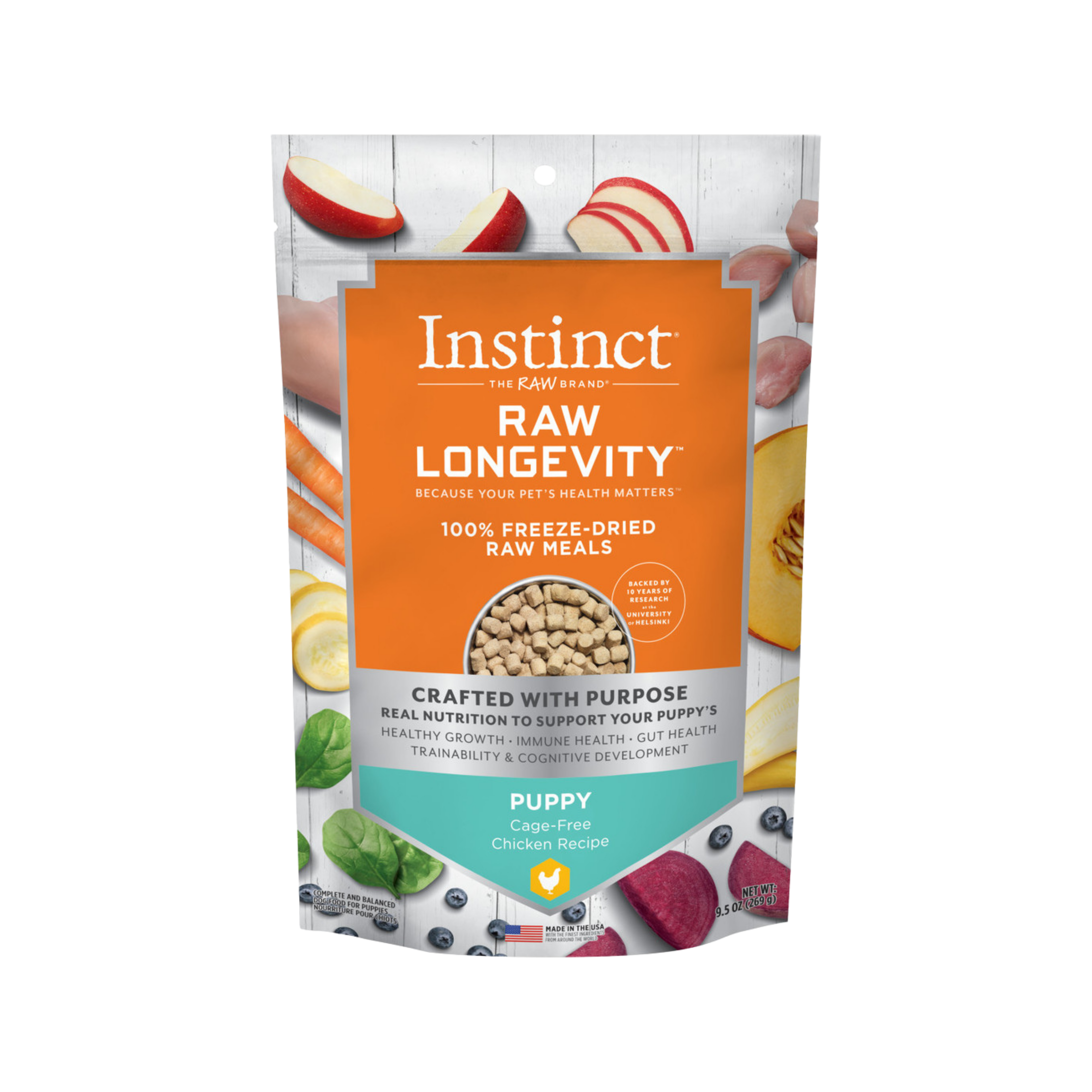 Instinct Raw Longevity 100% Freeze-Dried Raw Meals Cage-Free Chicken Recipe for Puppies