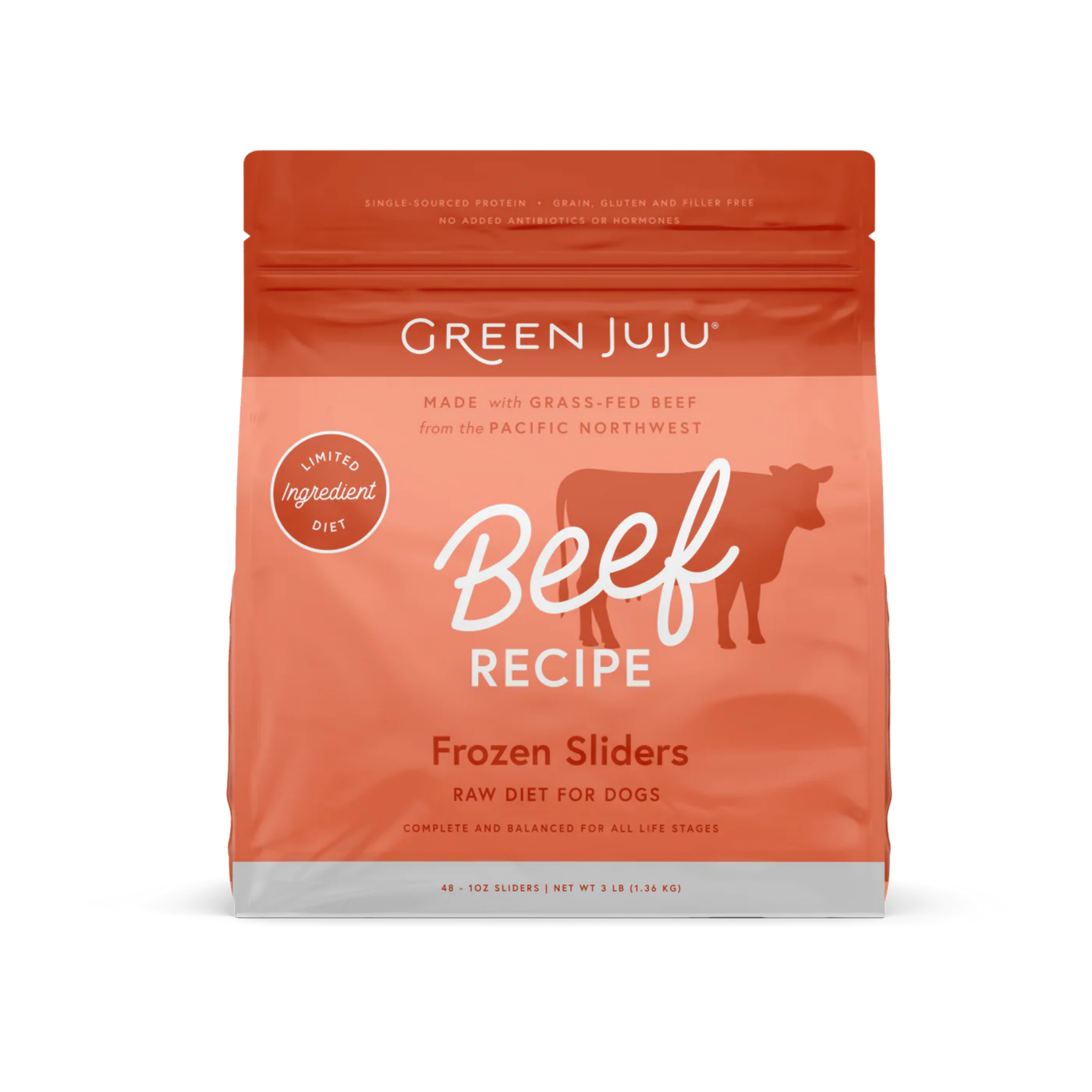 Green Juju Beef Recipe Frozen Patties & Sliders Raw Dog Food