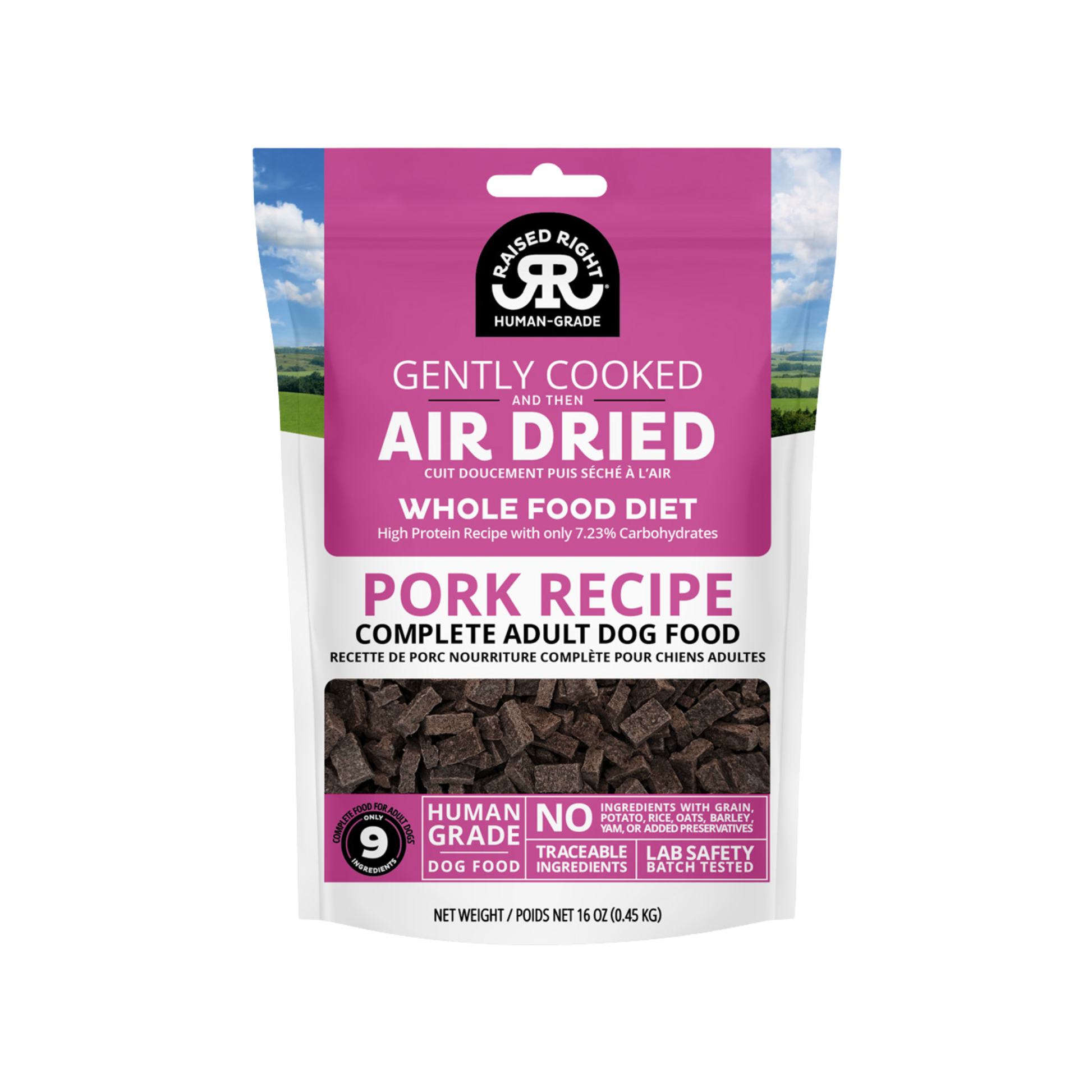 Raised Right Gently Cooked and Then Air Dried Pork Recipe for Adult Dogs