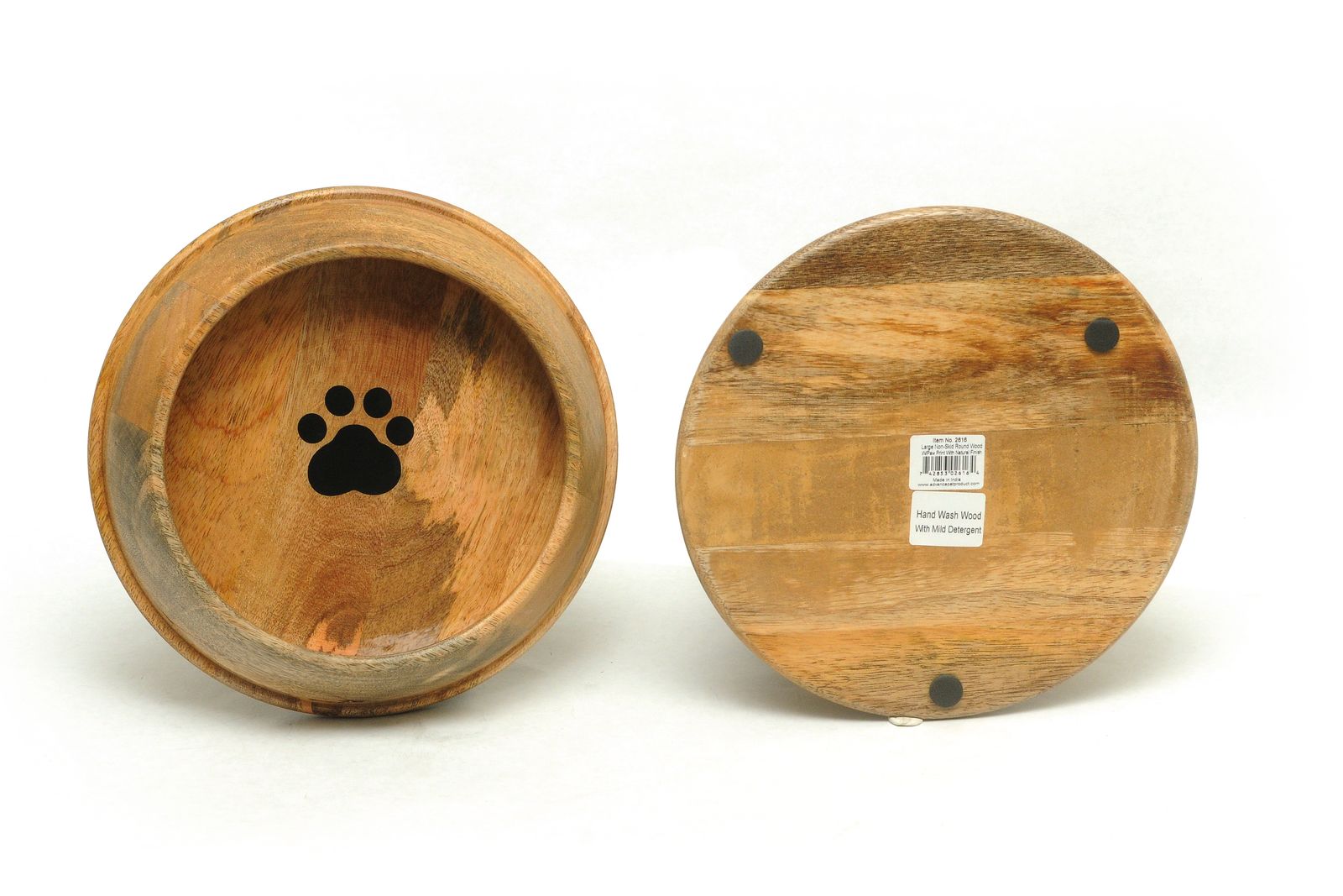 Handcrafted Wooden Pet Bowl with Paw Design | Non-Skid Base | Stainless Steel Insert | Eco-Friendly | S/M/L