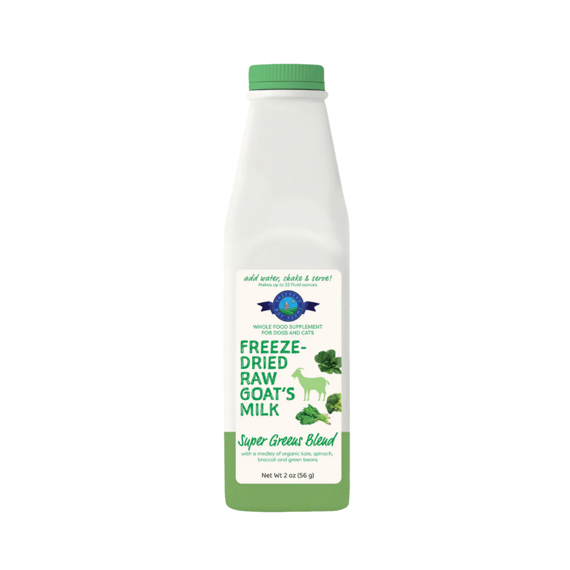 Shepherd Boy Farms Super Greens Blend Freeze-Dried Raw Goat's Milk for Dogs & Cats