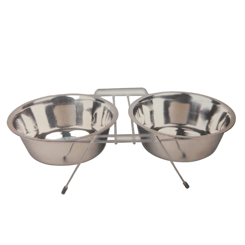 Durable Steel Double Dog Bowl – Vet Recommended Feeder, Rust-Resistant, Food-Safe, ½ Pint to 3 Quart Sizes